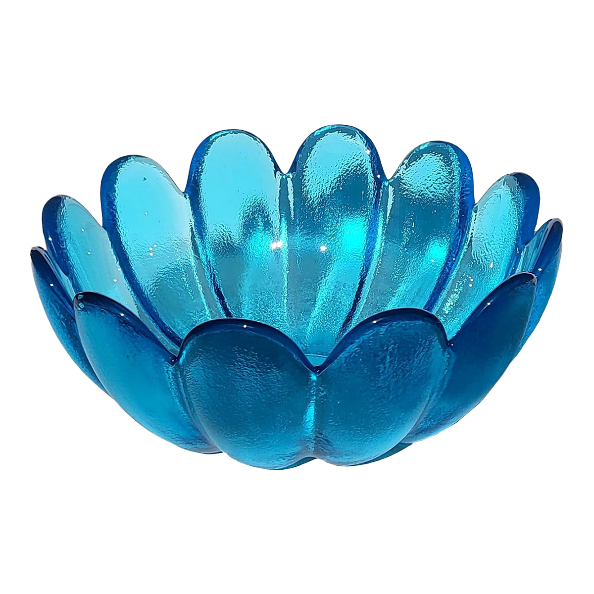 Vintage Indiana Glass Bright Blue Lotus Bowl Chairish