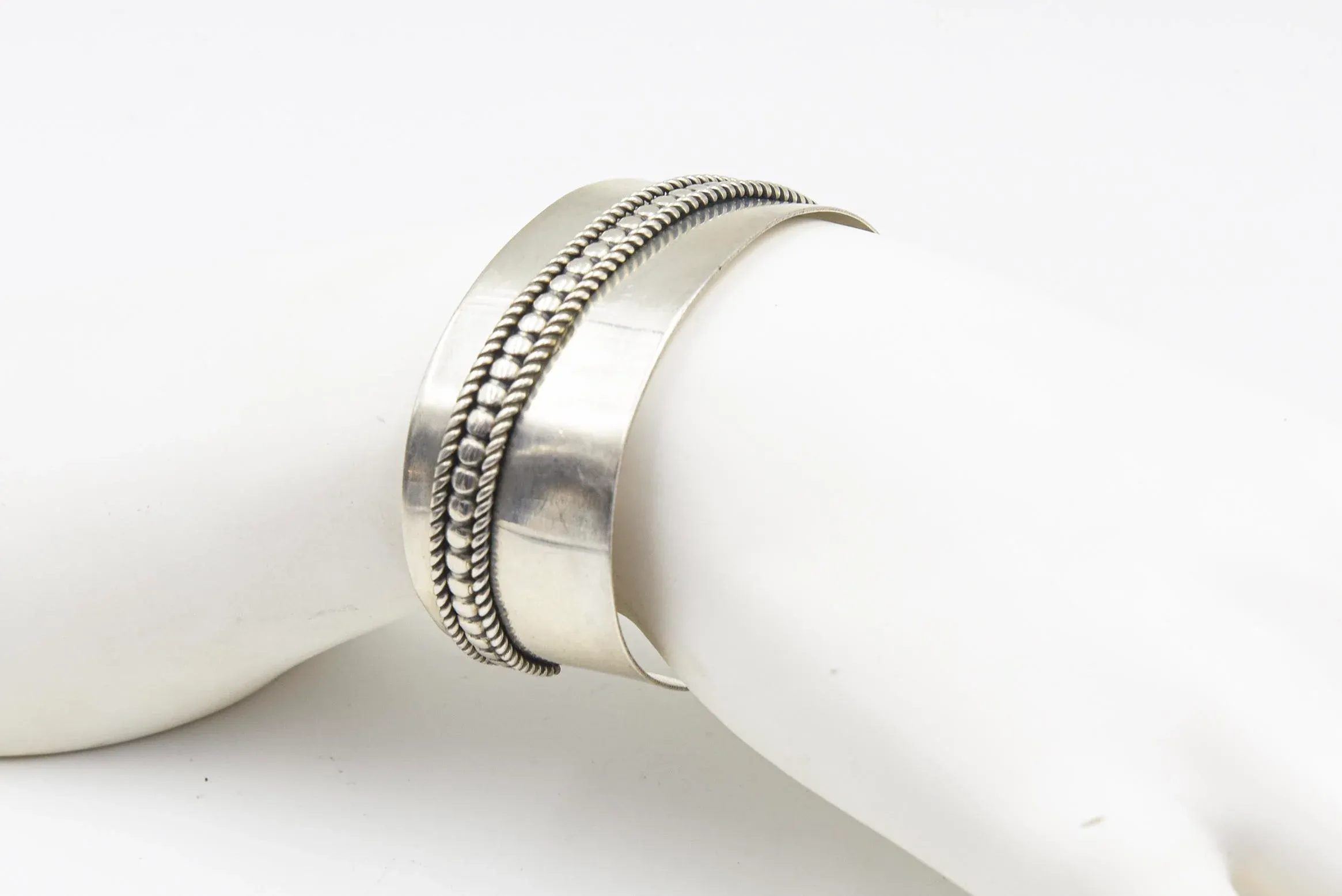 Native American Navajo Sterling Silver Cuff Bracelet by Tom Hawk