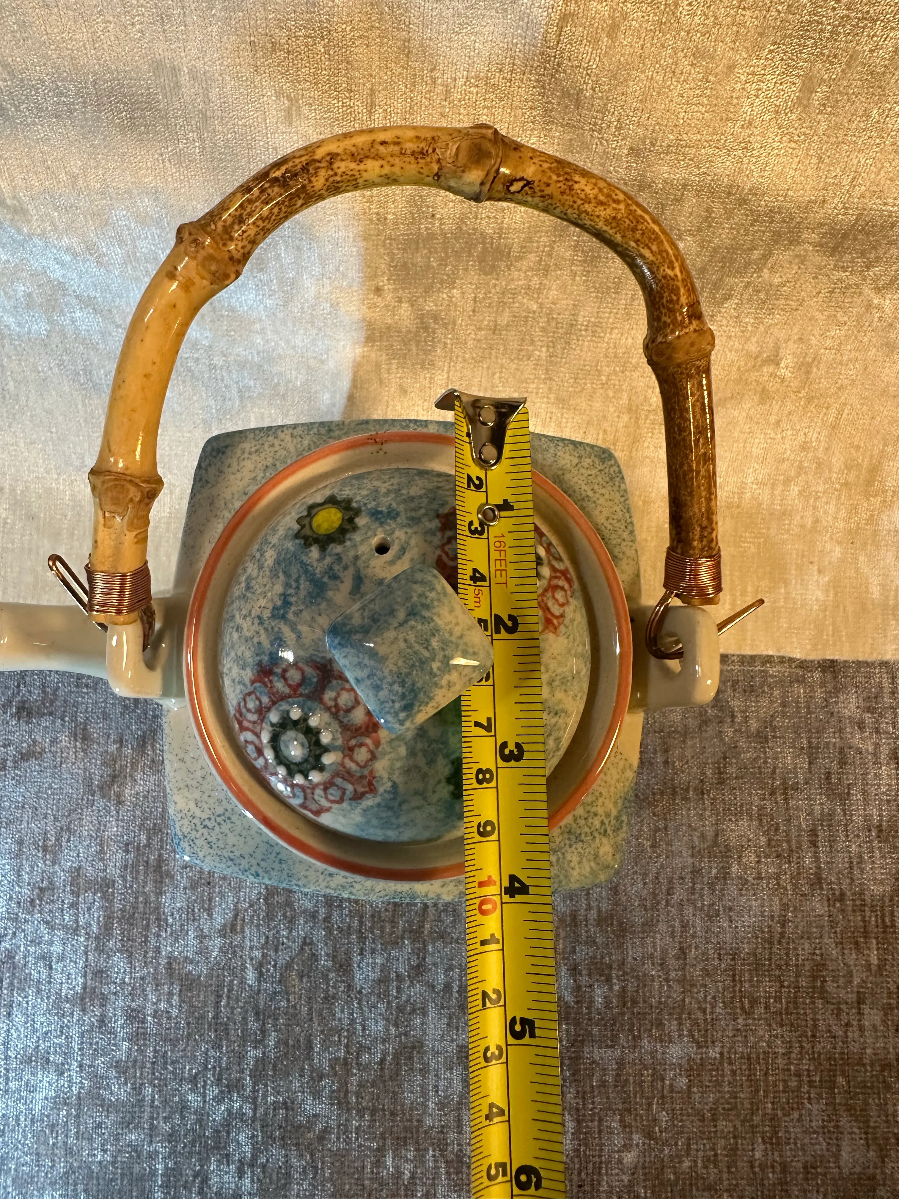 Late 20th Century Miyabi Yokohama Ceramic Teapot With Bamboo