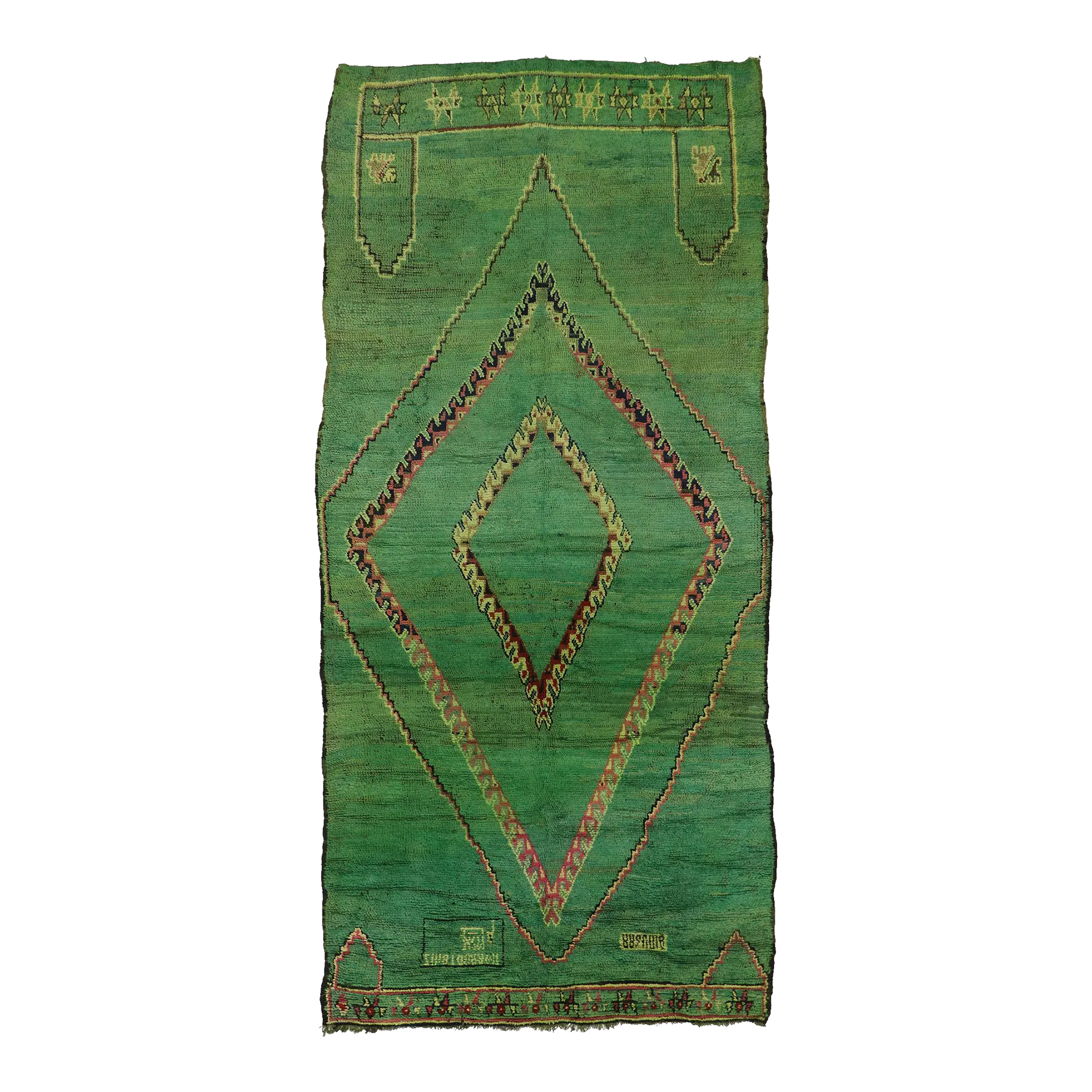Vintage Berber Green Moroccan Rug - 06'04 X 13'05 | Chairish