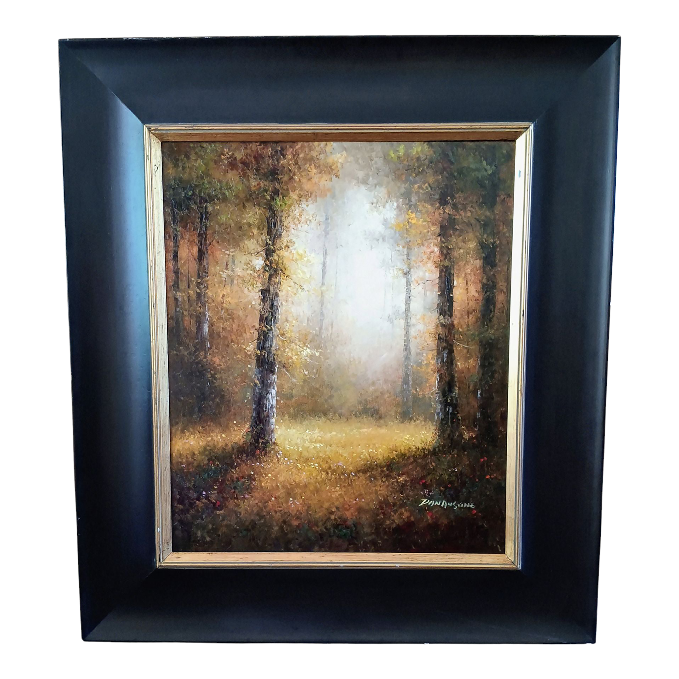 油彩画「Осеннее раздумье」 1946年 Kazonn O.A. 絵画 油絵 風景画 芝桜公園からの富士山 F6 WG261 。