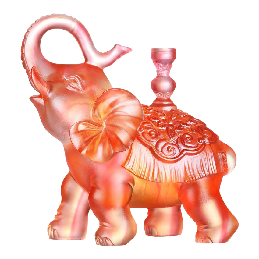 Liuli Crystal Art Crystal Elephant Sculpture, "The Auspicious Elephant