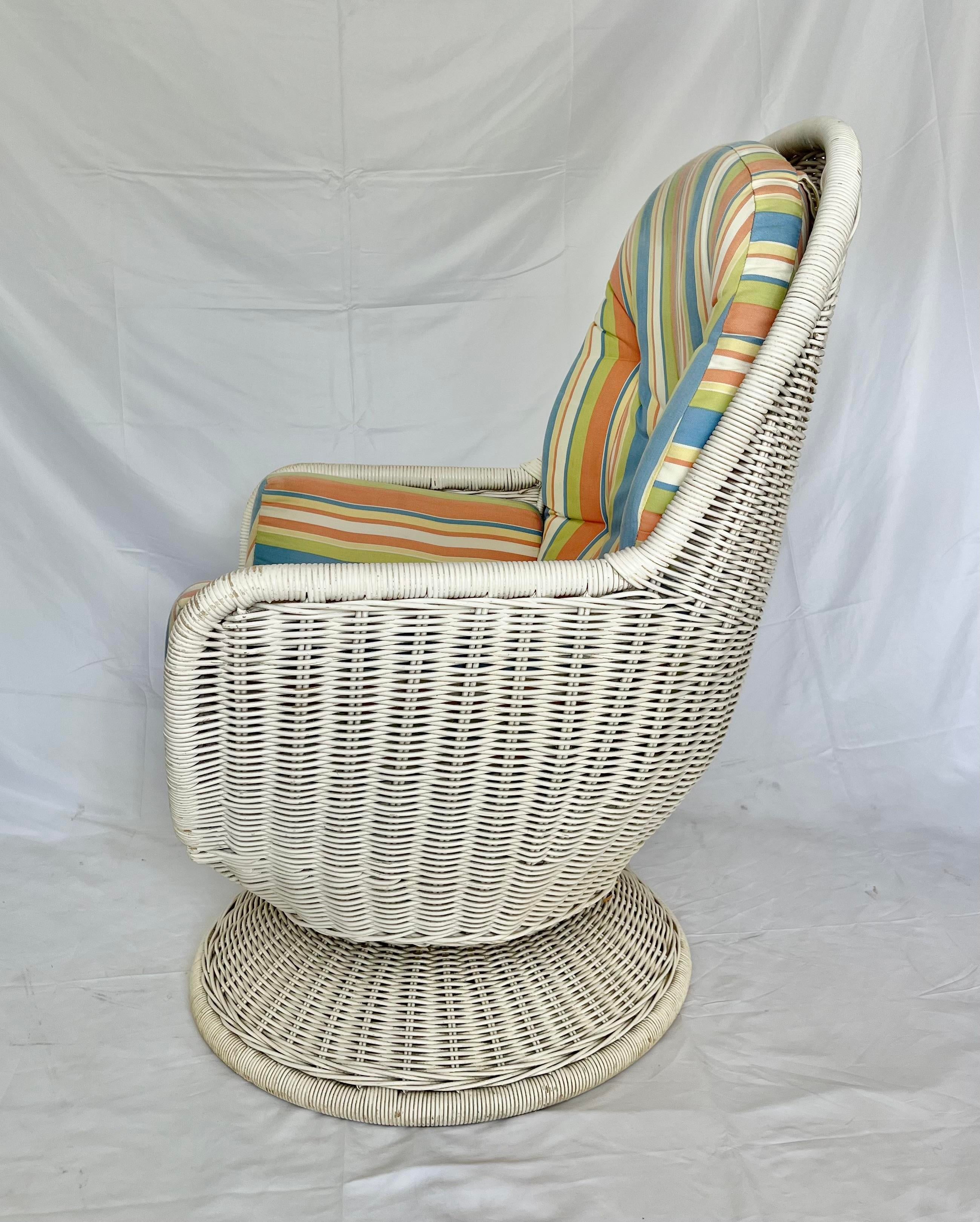 Vintage Wicker Swivel Egg Chair