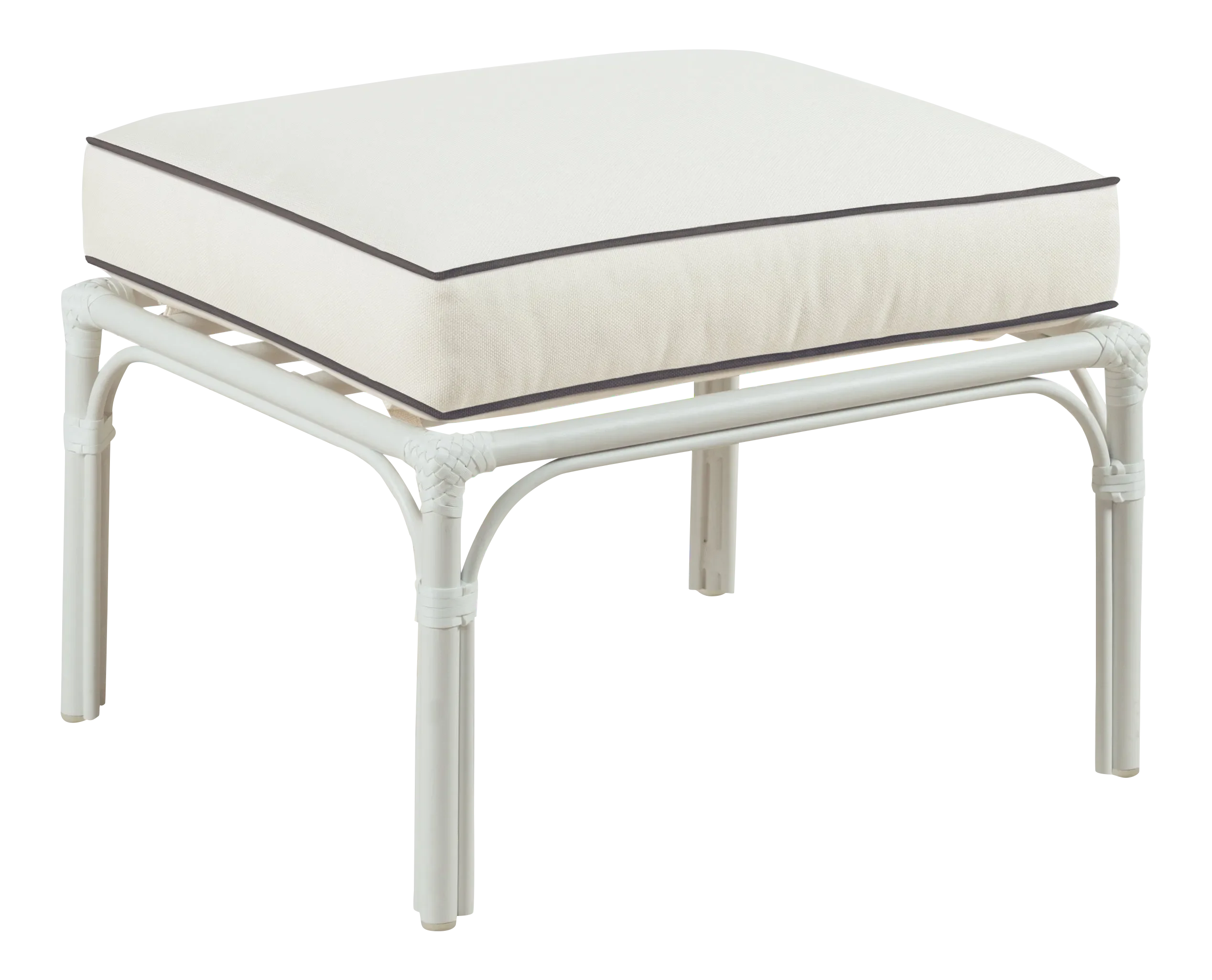 Haven Outdoor Ottoman, White and Coal Chairish