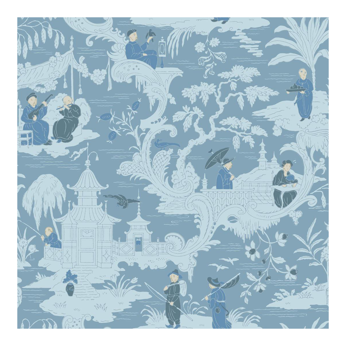 Sample Chinese Toile Blue Cole & Sons Chinoiserie Wallpaper Chairish