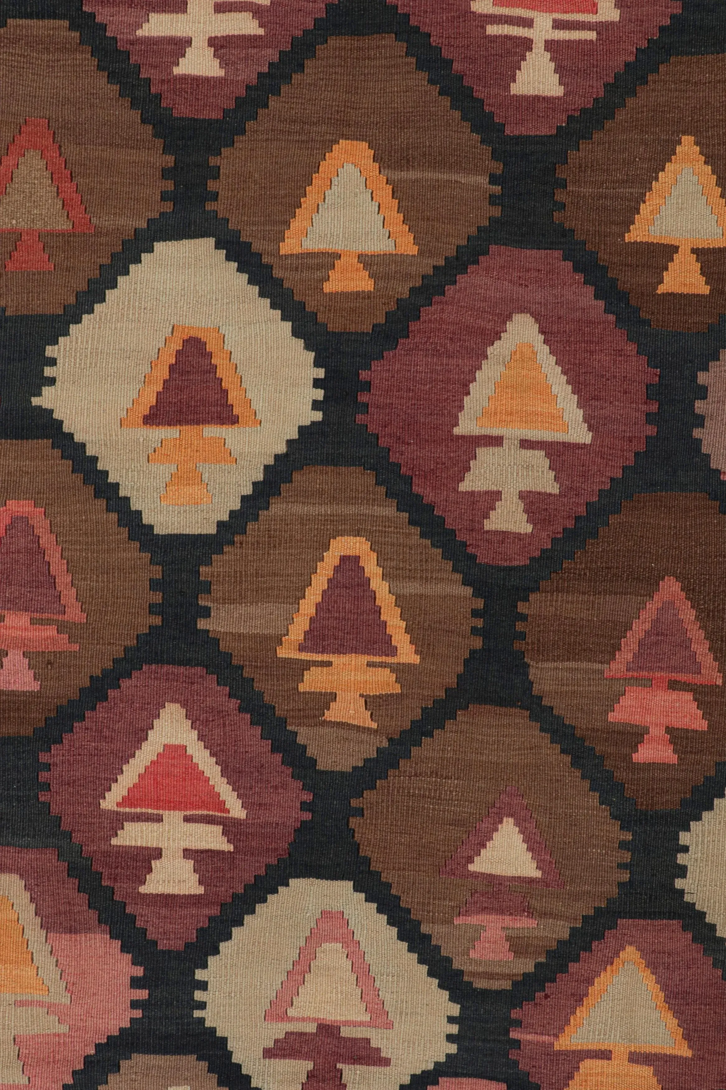 Vintage Persian Kilim in Red, Black and Brown Geometric Patterns by Rug & Kilim