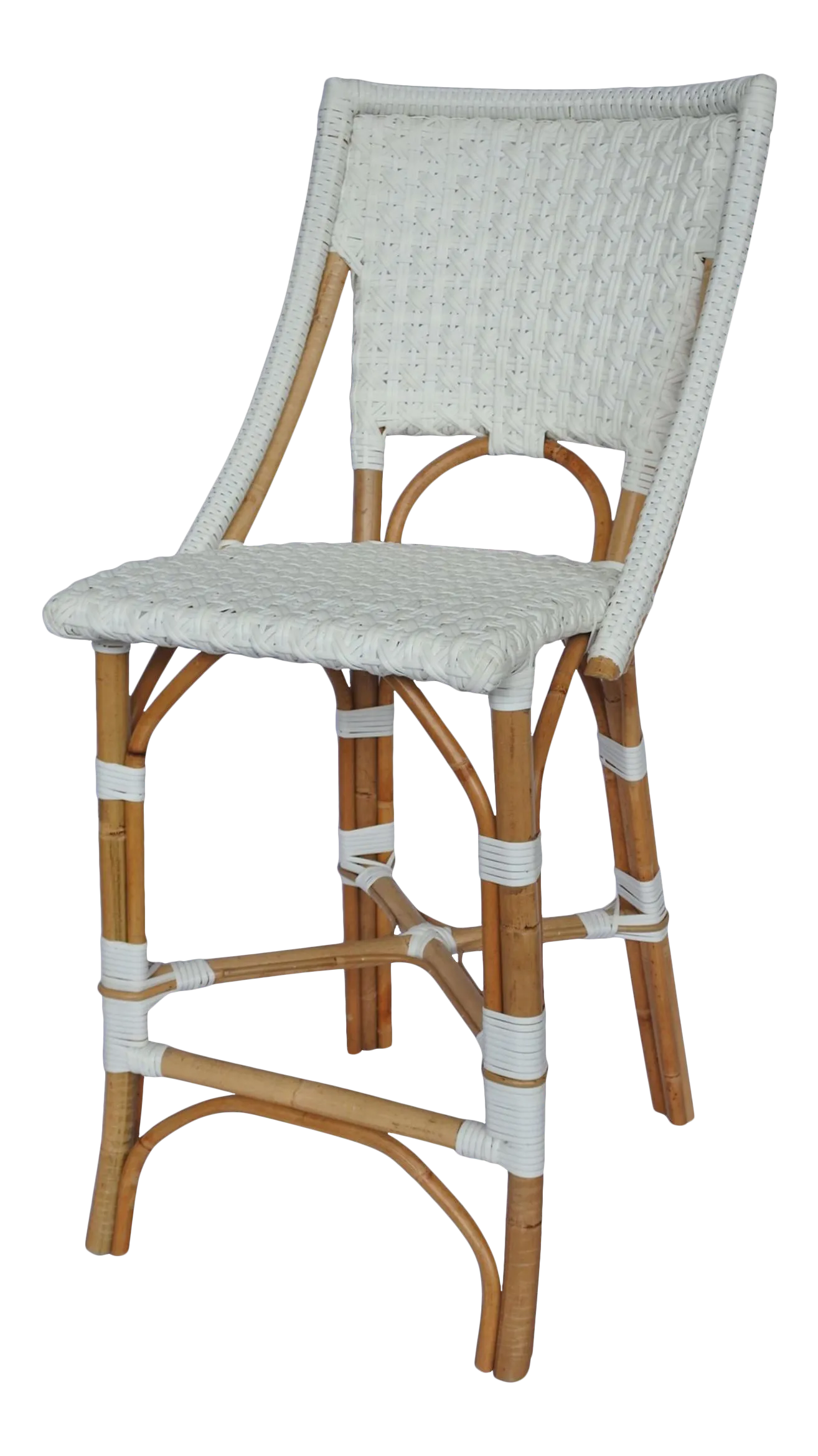 Bistro Counter Chair, White, Rattan Chairish