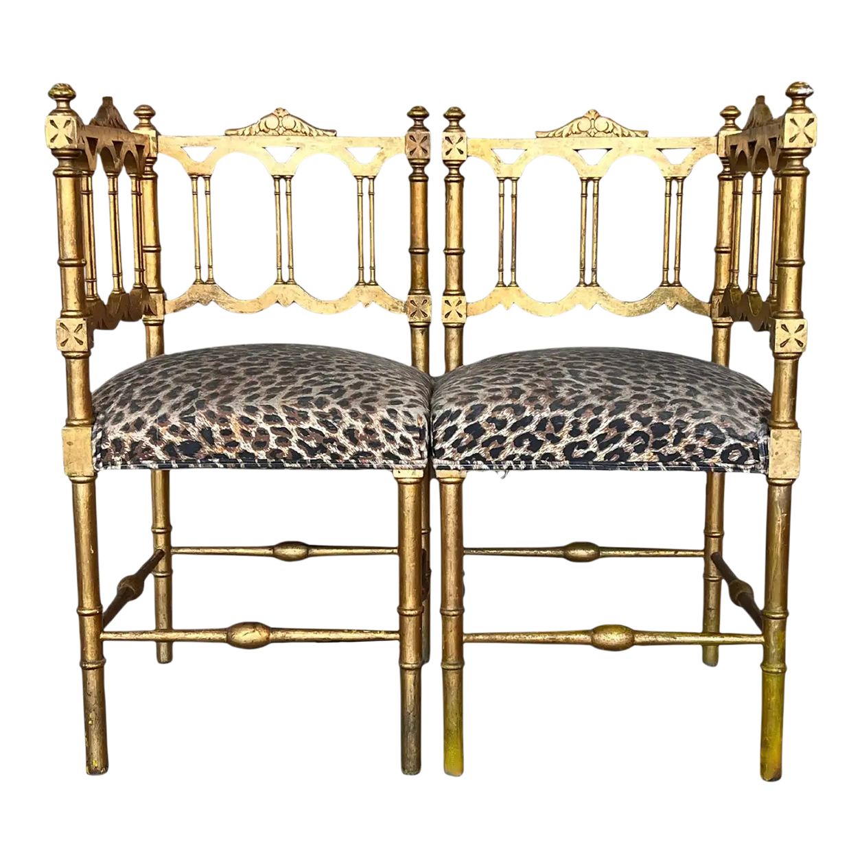 Pair of French Provincial Gilded Wood Corner Chairs, Circa 1900 Chairish