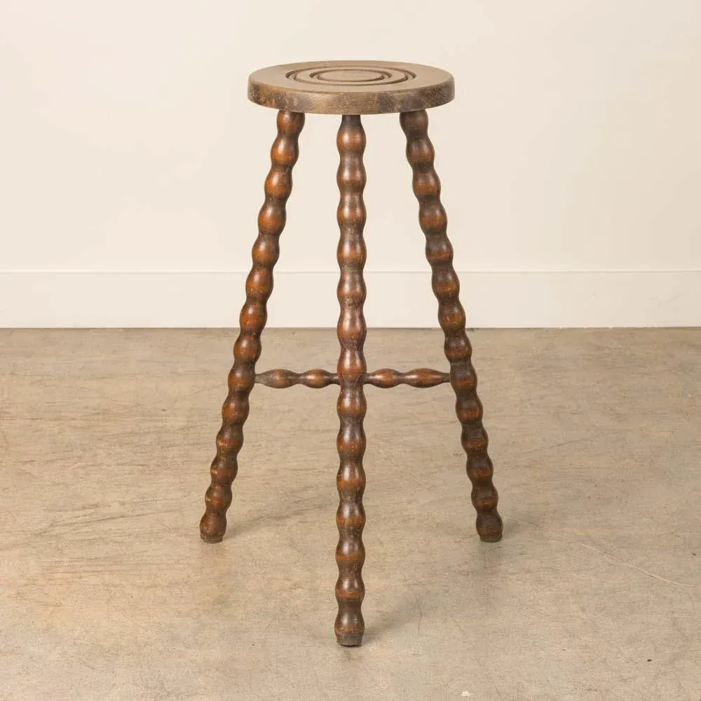 1990s Tall French Wood Tripod Stool | Chairish