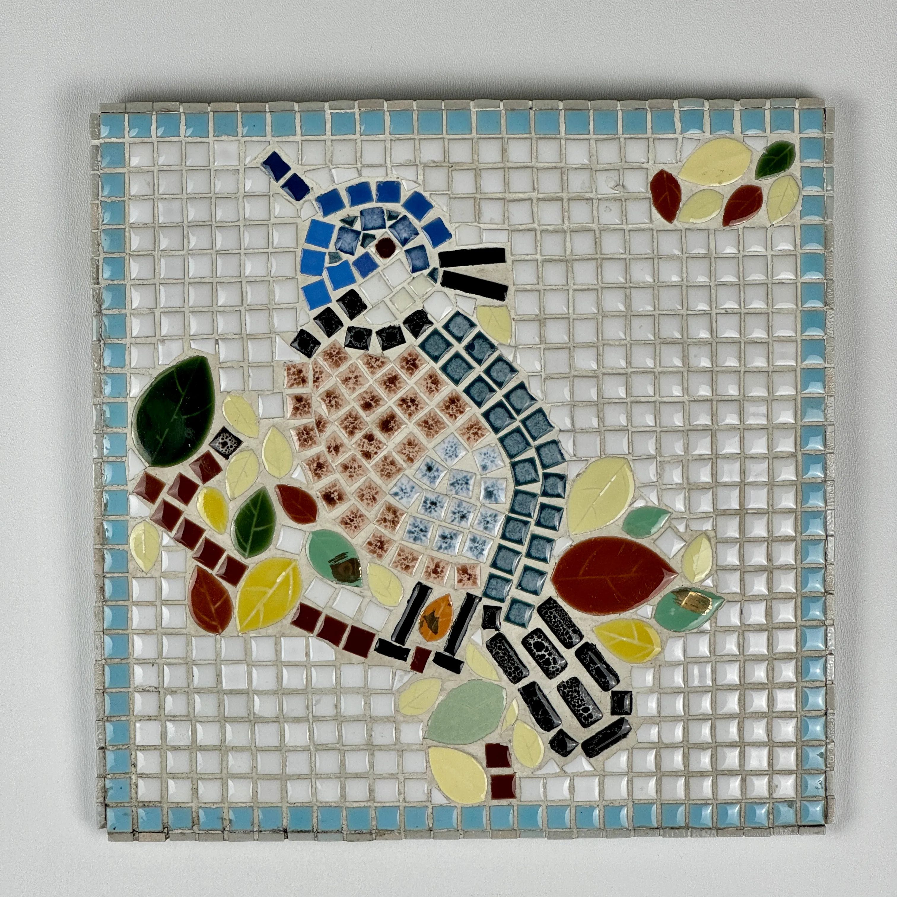 Mid-Century Modern Vintage Mosaic Tile Art of Bird on a Branch Mid-Century Modern Vintage Mosaic Tile Art of Bird on a Branch