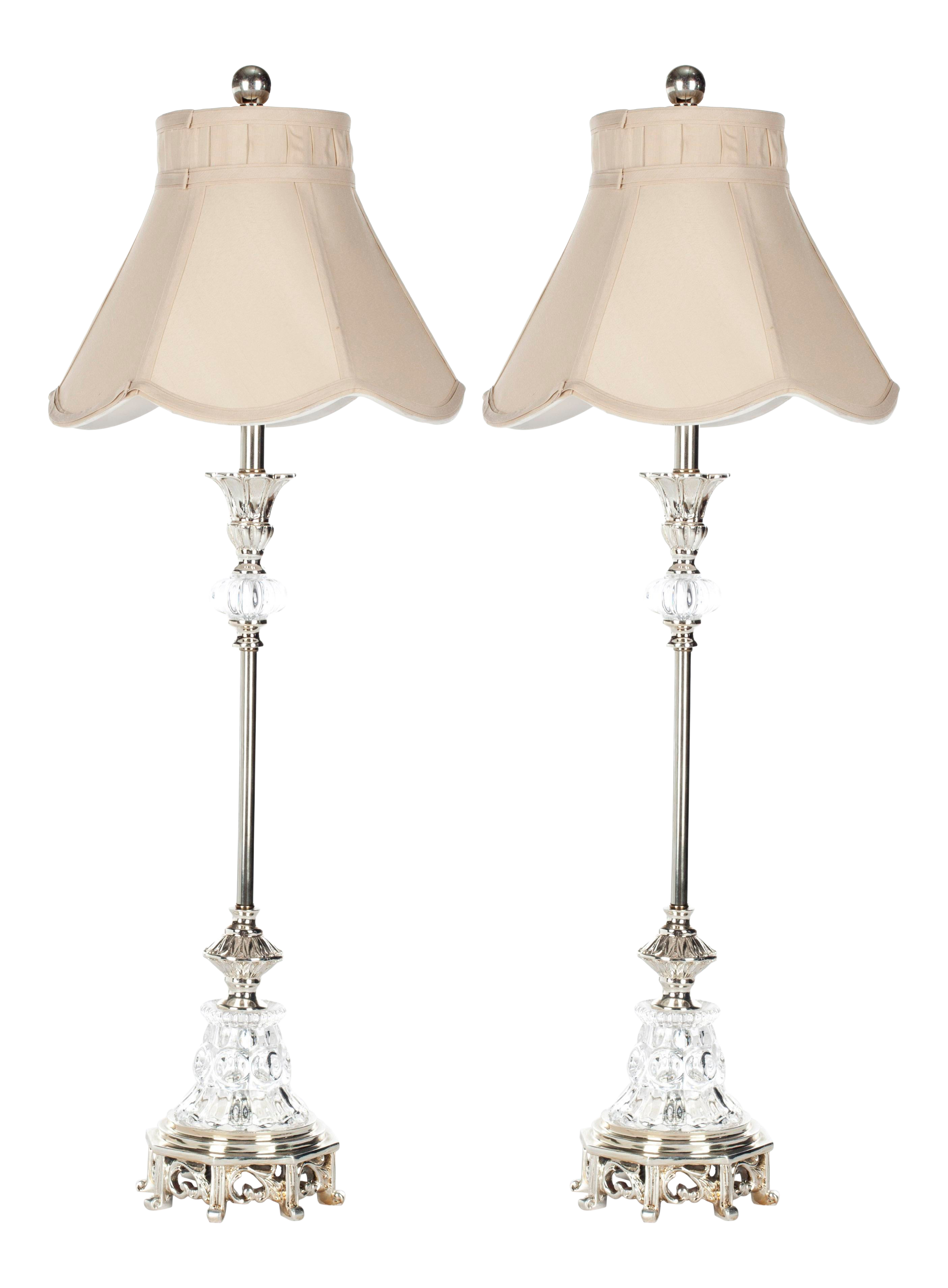 32.5 Inch H Glass Candlestick Table Lamp in Clear - a Pair