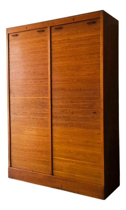Danish Teak Rolling Doors Storage, 1960s