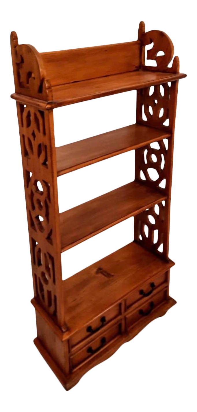 Large Vintage Cutwork Wall Shelf With Drawers Chairish