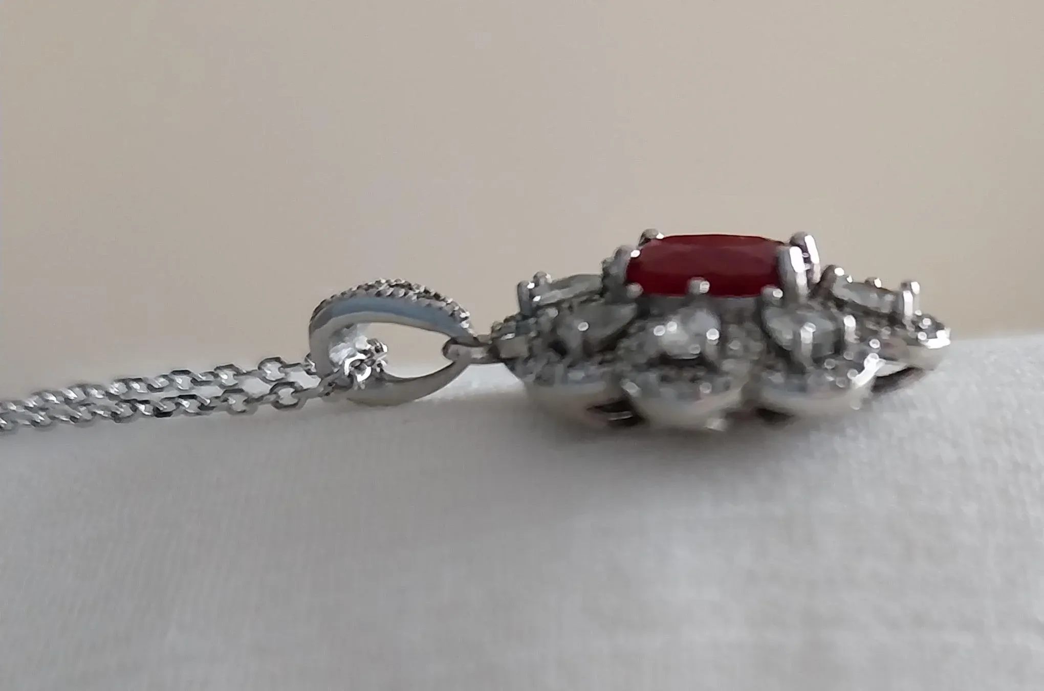 Red Ruby Silver Pendant, 1990s