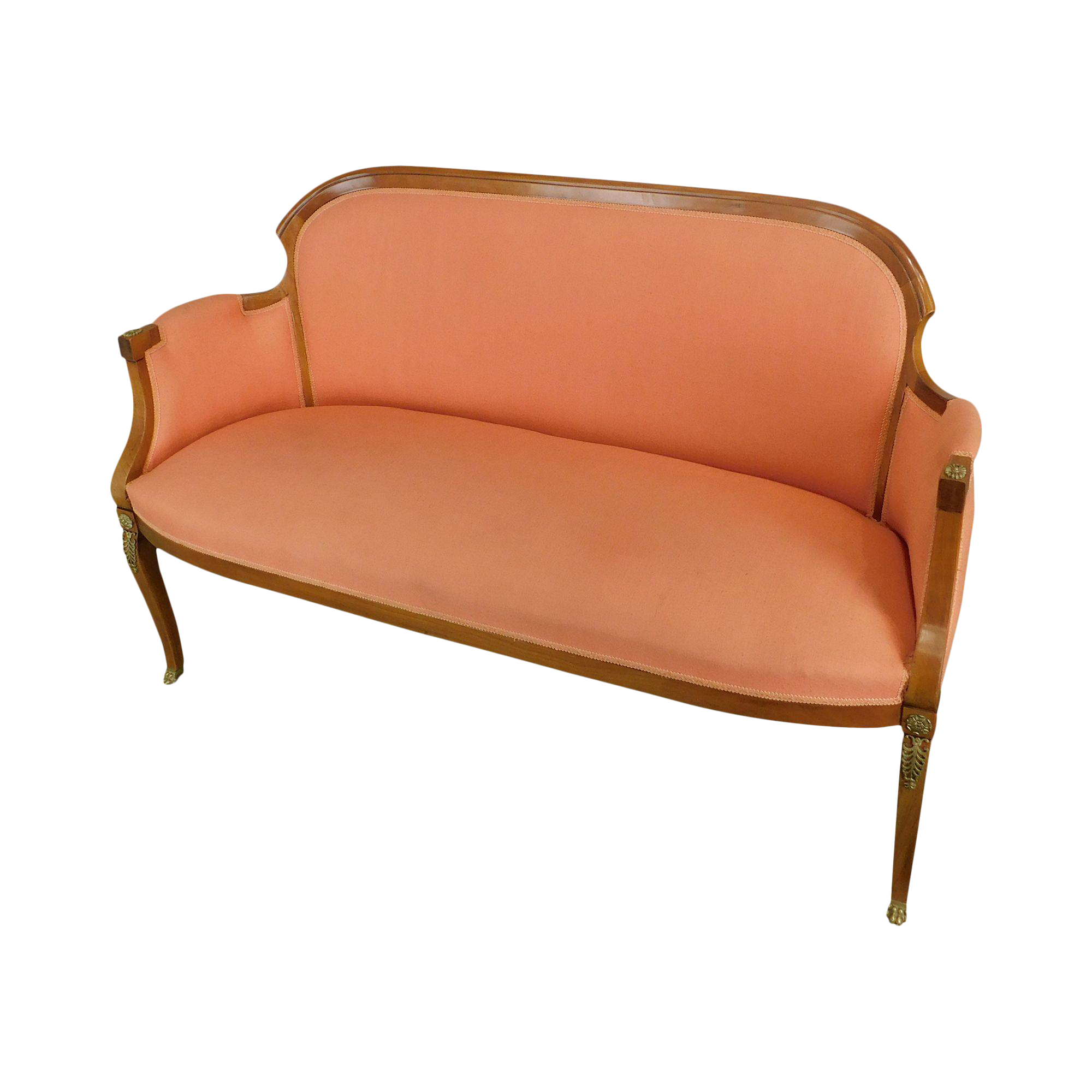 French Empire Style Vintage Cherry Wood Frame Settee Chairish