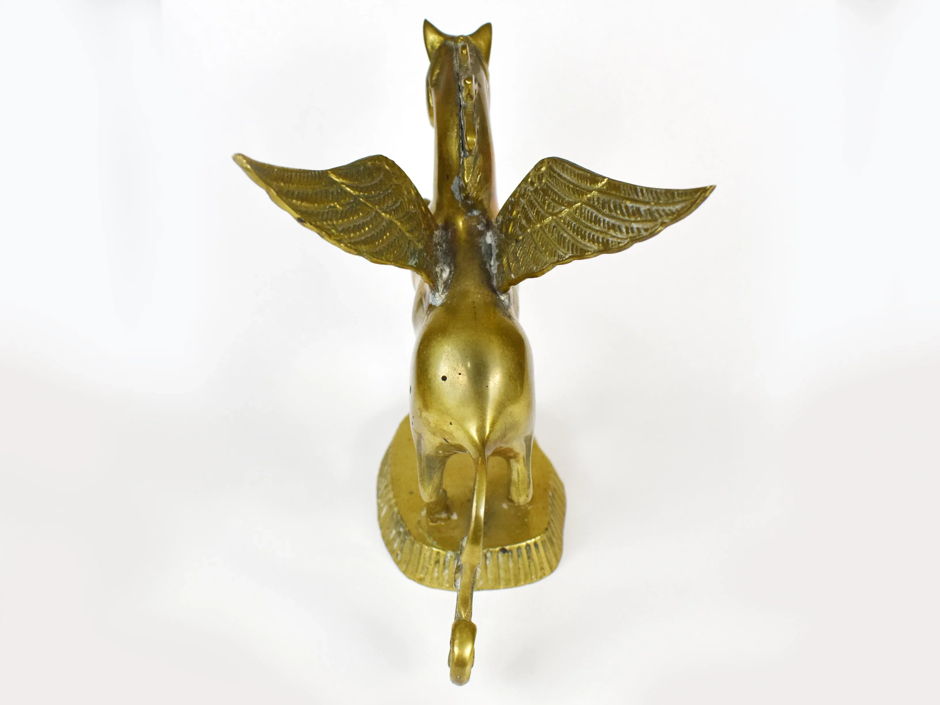 Vintage Solid Brass Mythological Pegasus Flying Winged Horse on Base Figurine