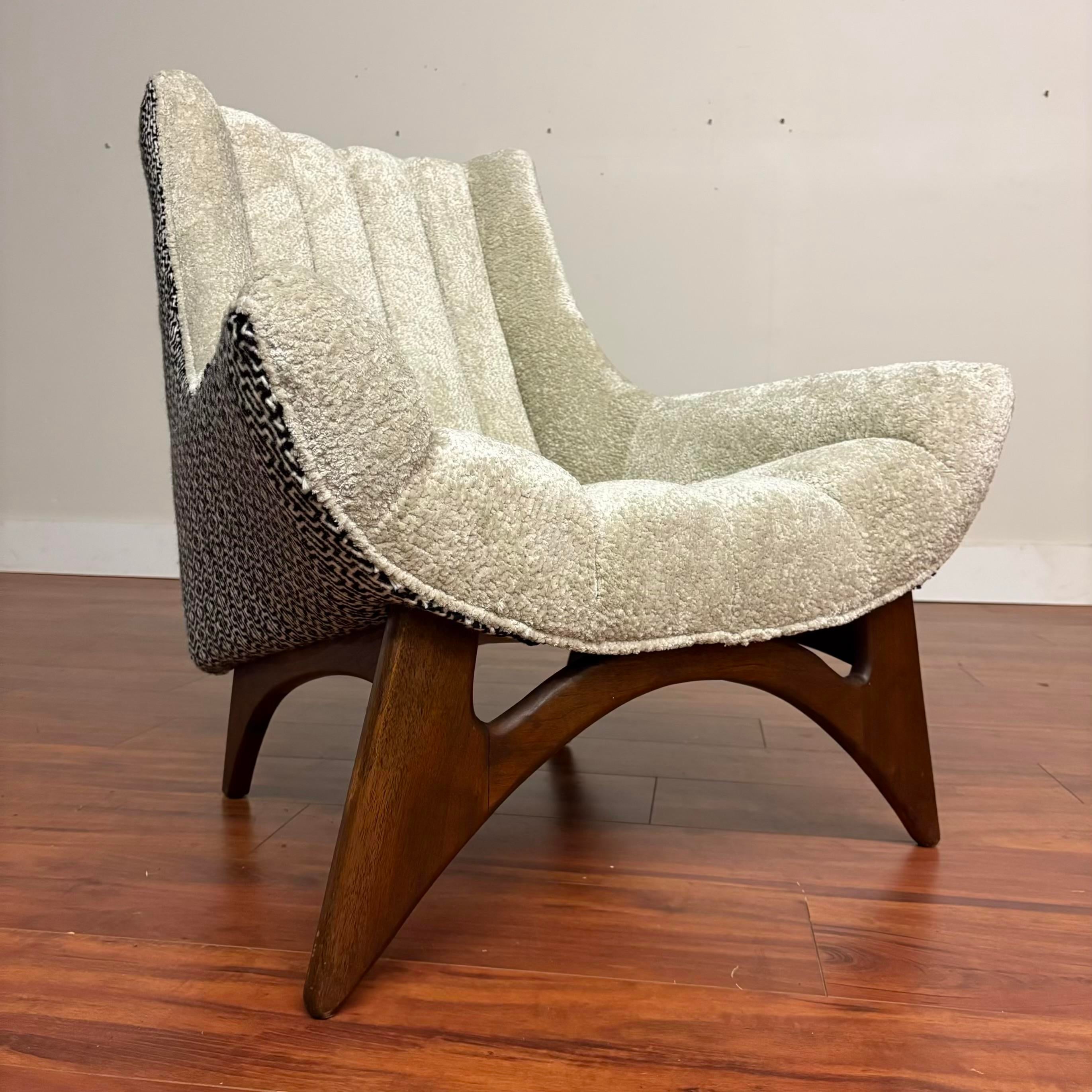 Mid-Century Adrian Pearsall Lounge Chair, Newly Reupholstered in Knoll Ita & Nobilis Arctique