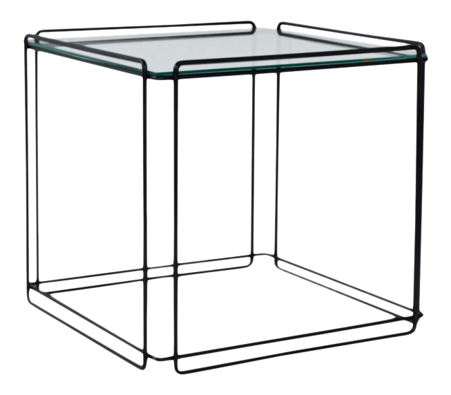 MidCentury Wrought Iron and Glass Side Table Chairish