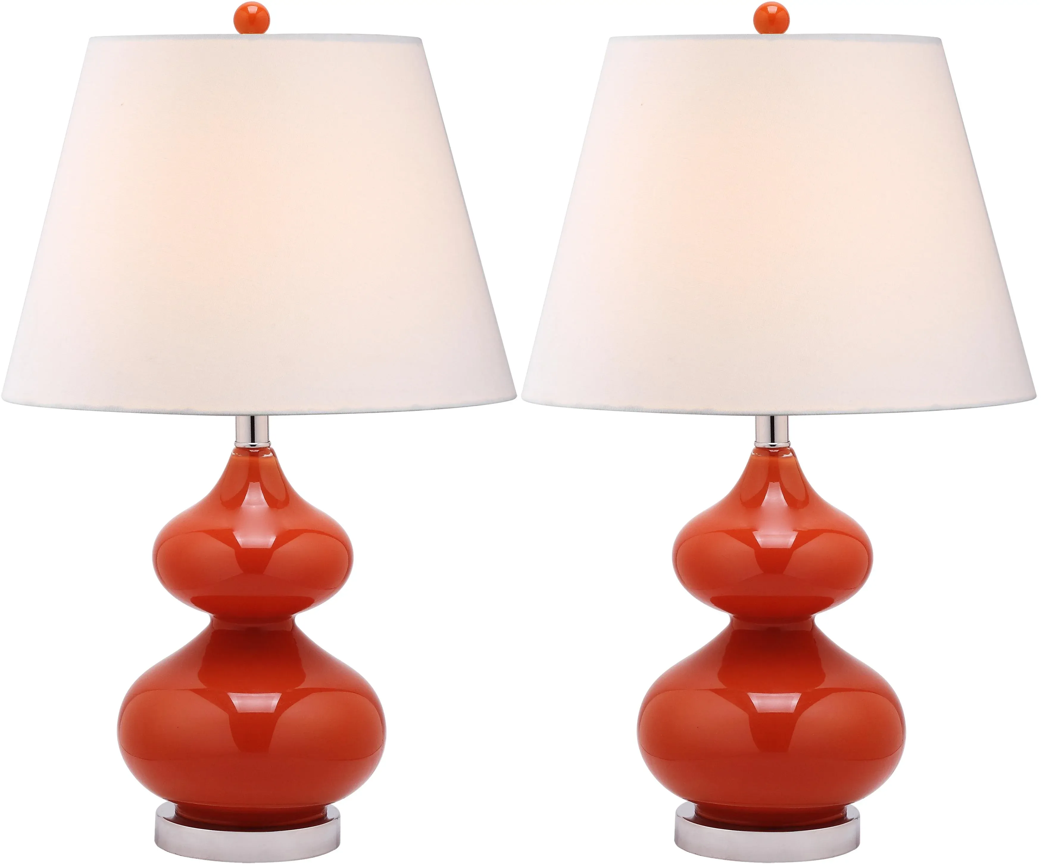 24 Inch H Double Gourd Glass Table Lamp in Blood Orange - a Pair, image size:3497x2901