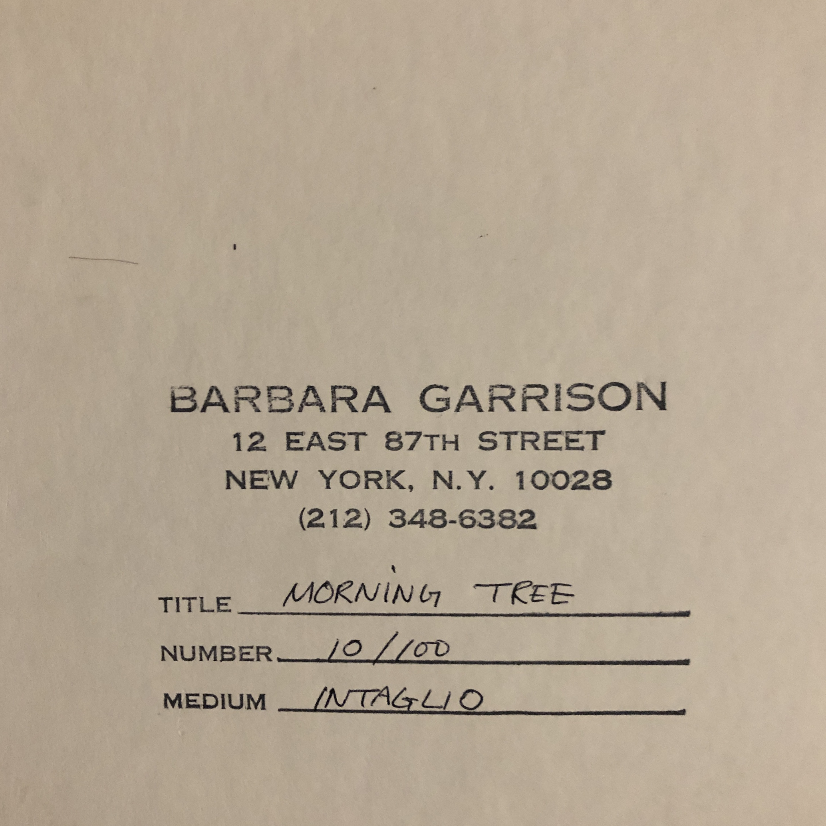 Original Vintage Barbara Garrison Etching “Morning Tree