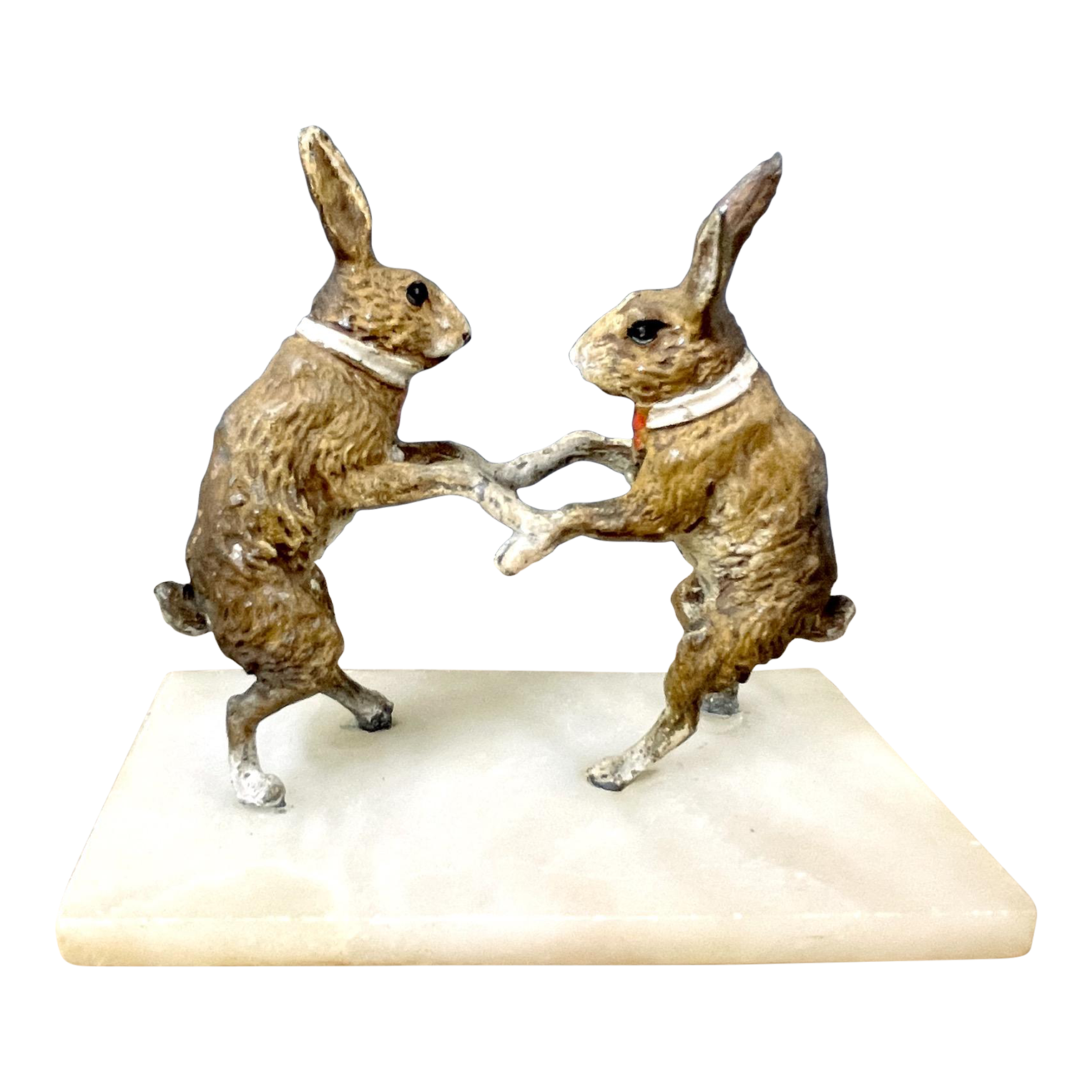 Late 19th Century Austrian or Vienna Cold Painted Bronze Boxing Rabbits ...