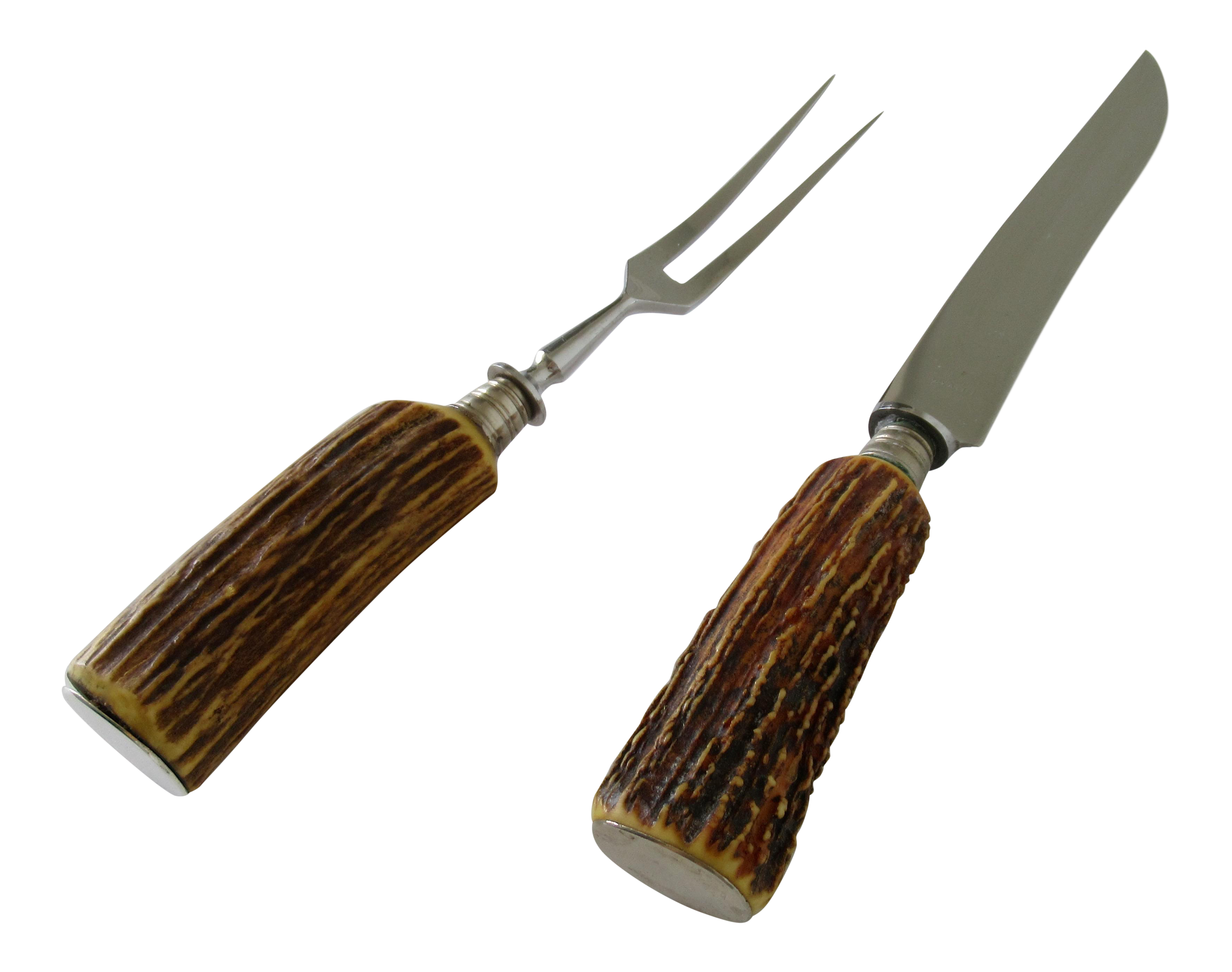 Vintage Solingen German Stag Handled Cutlery Serving Knife Fork Set Of 2 Chairish