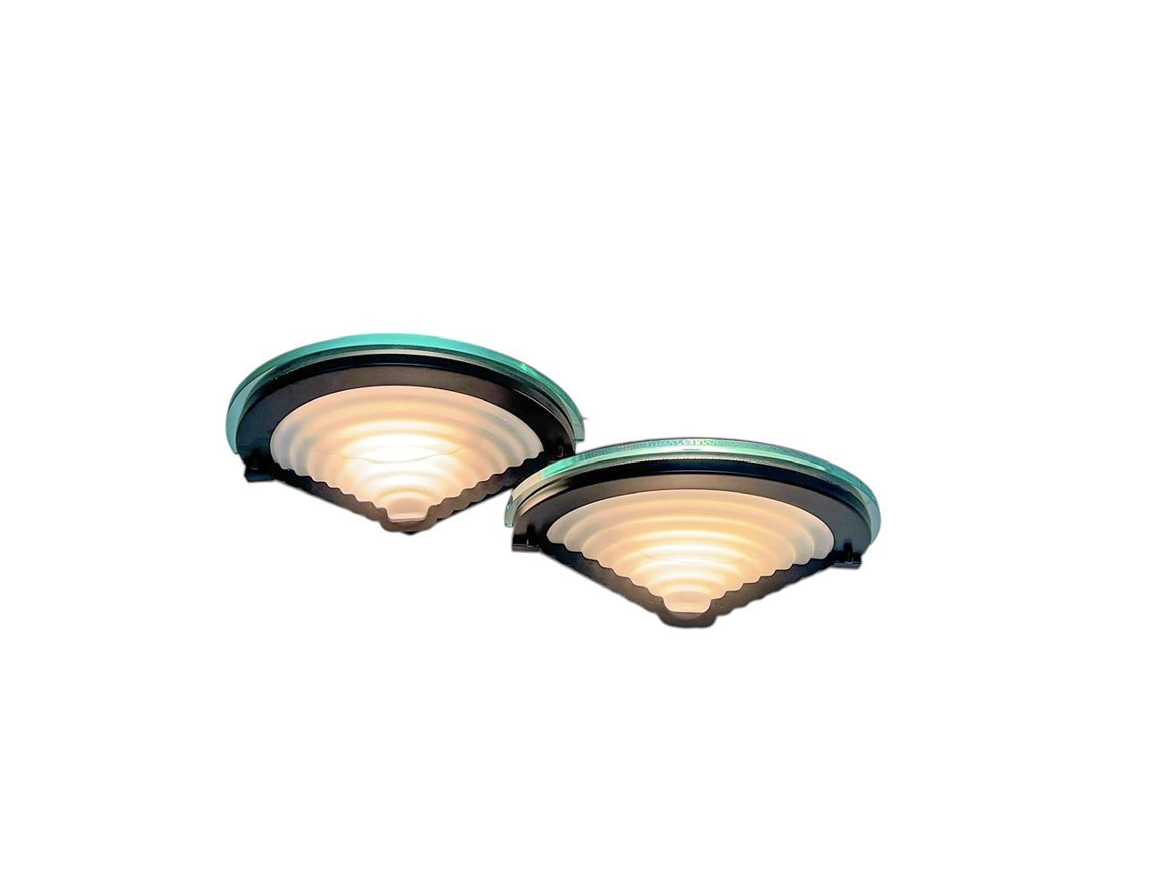 Postmodern Cister Wall Lamps in Stepped Glass from Ikea, 1980s