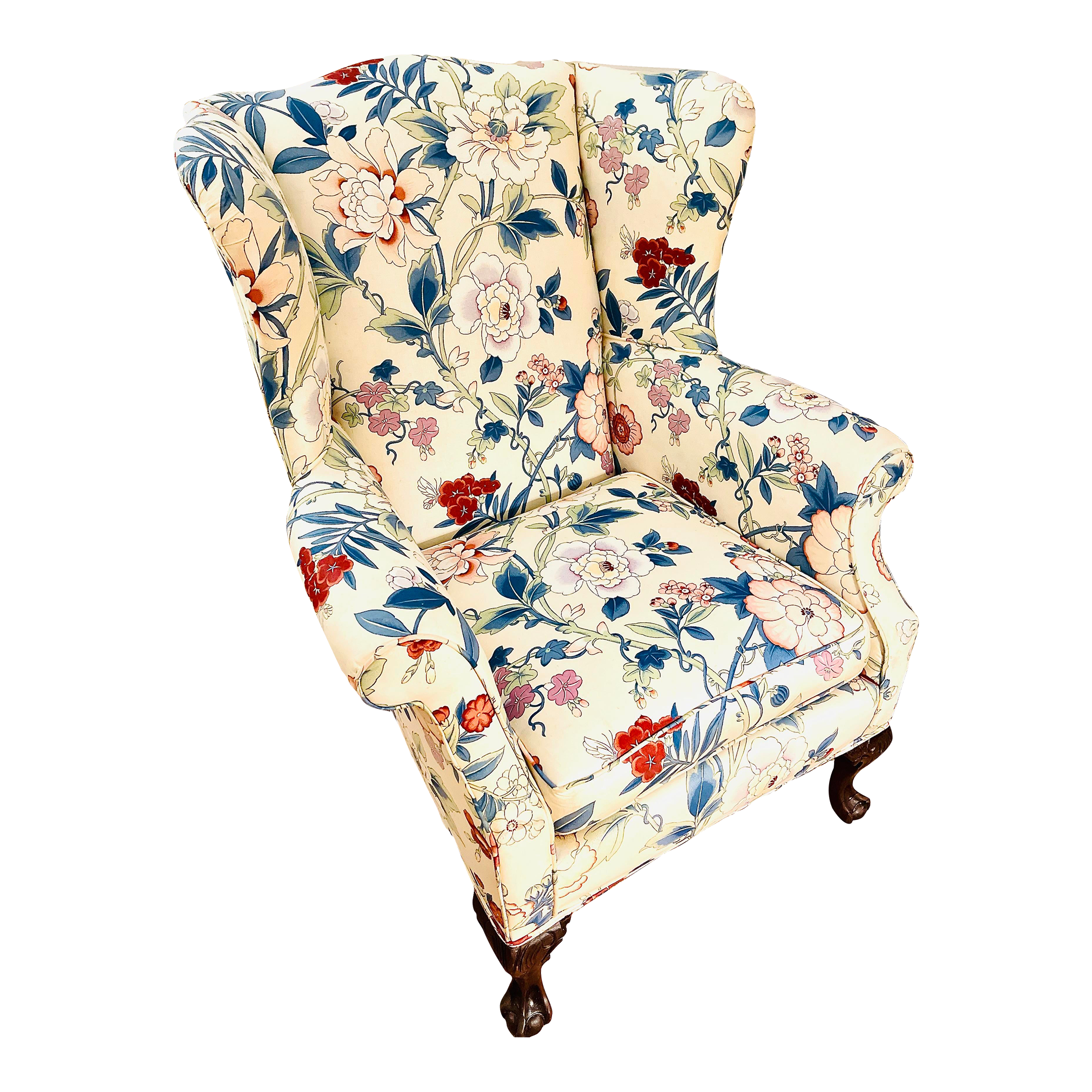 English Traditional Wingback Chair With Ball and Claw Feet Chairish