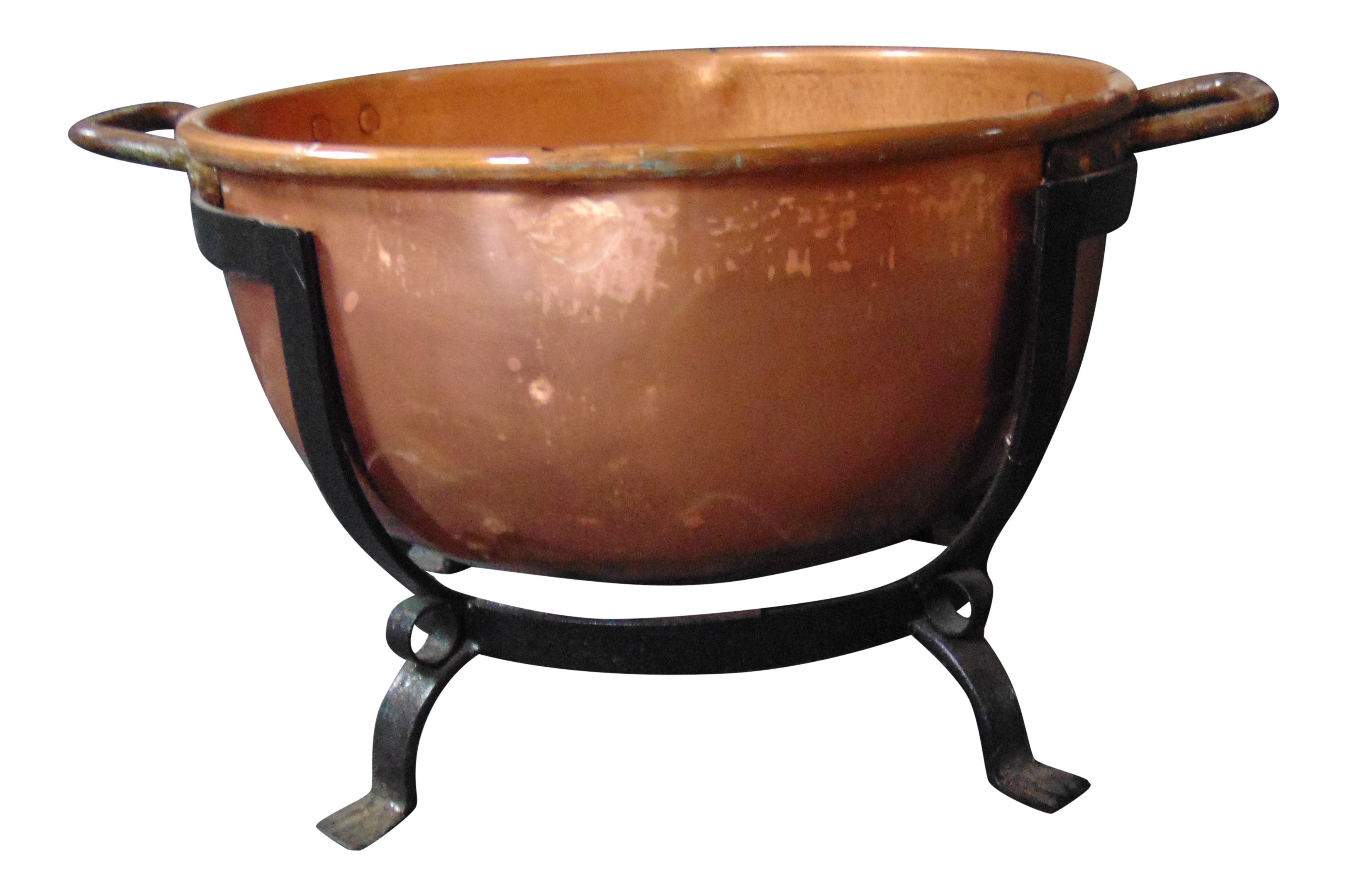 Antique Copper 15 3/8 Cauldron Pot Candy Apple Butter Kettle Bowl