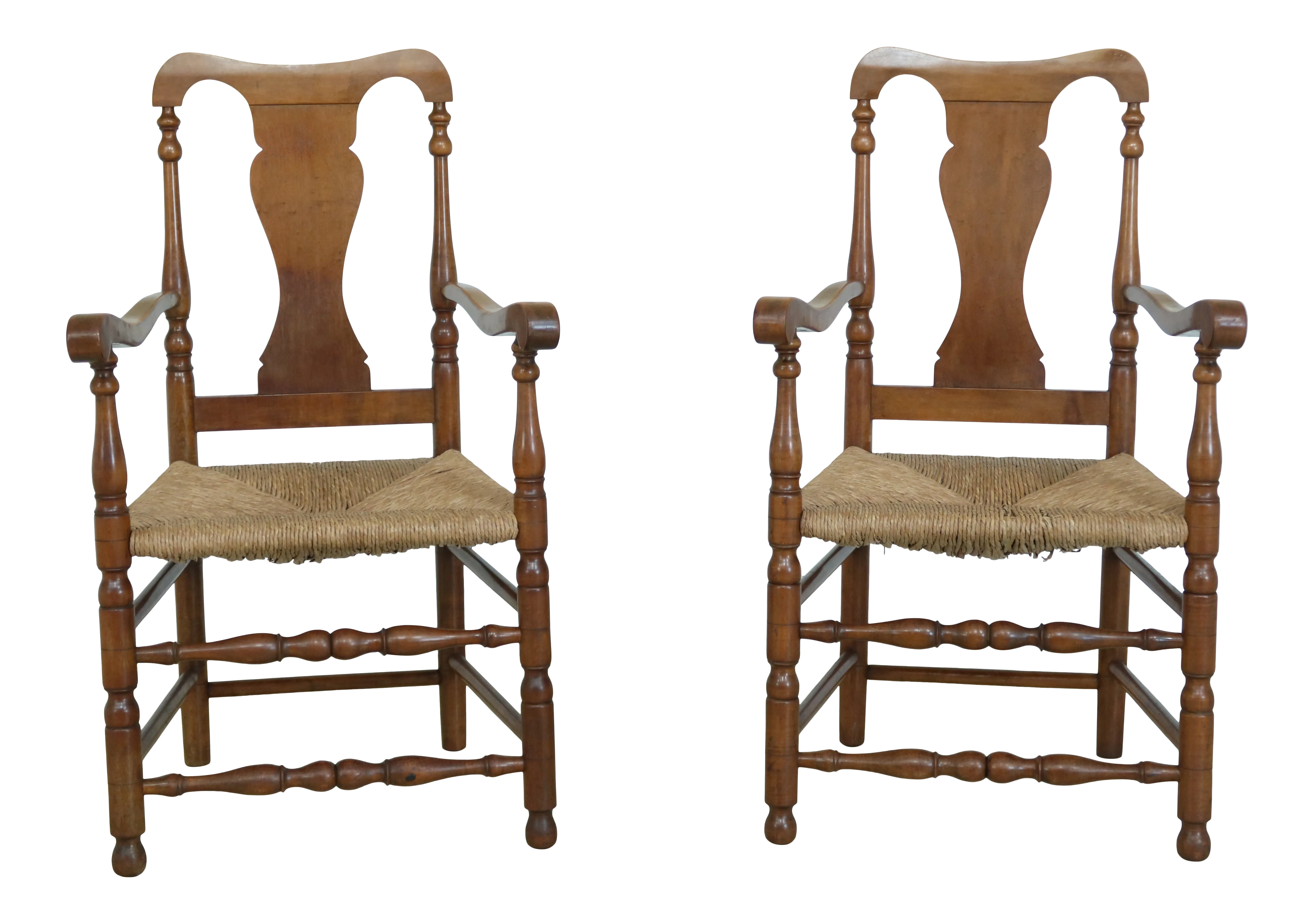 Wallace Nutting Signed Rush Seat Cherry Armchairs a Pair Chairish