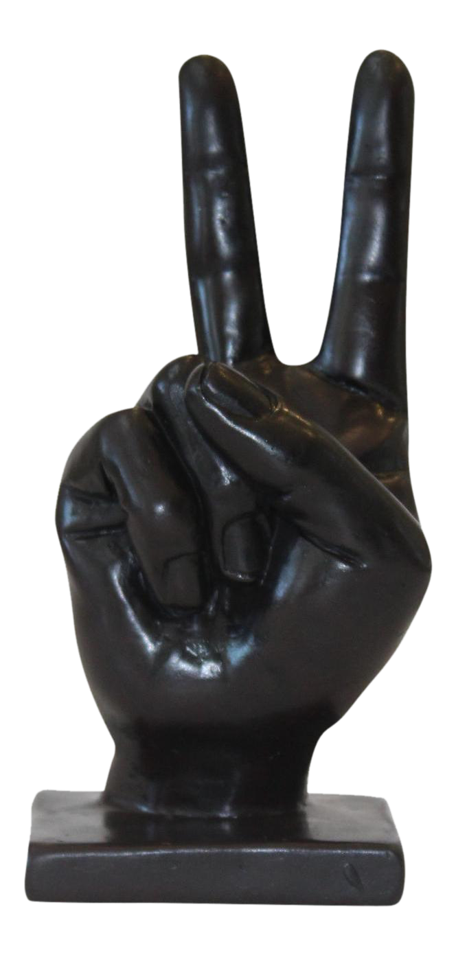 Chocolate Peace Sign Hand Sculpture Chairish