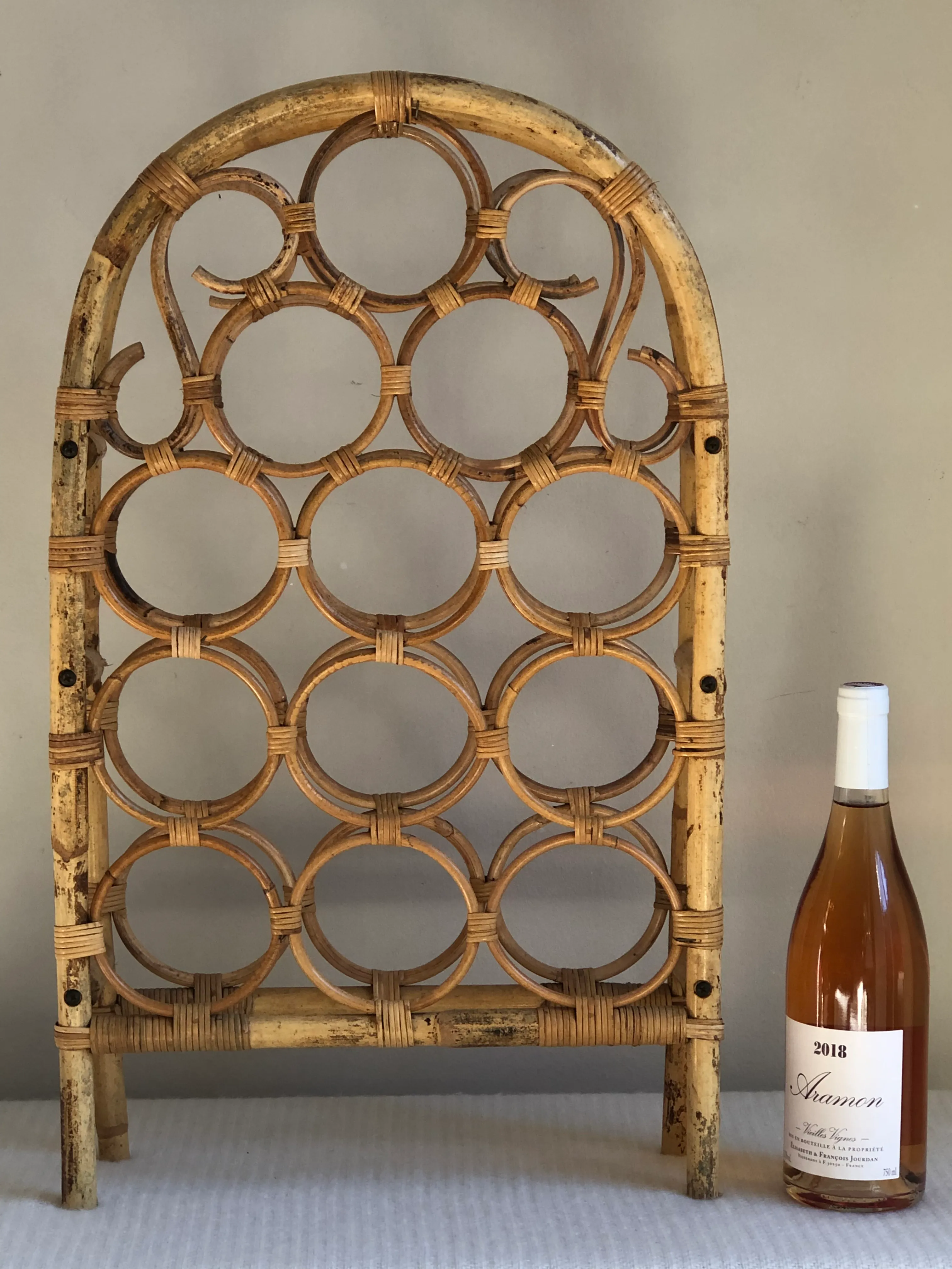 Vintage Mid-20th Century Bamboo Wine Rack | Chairish