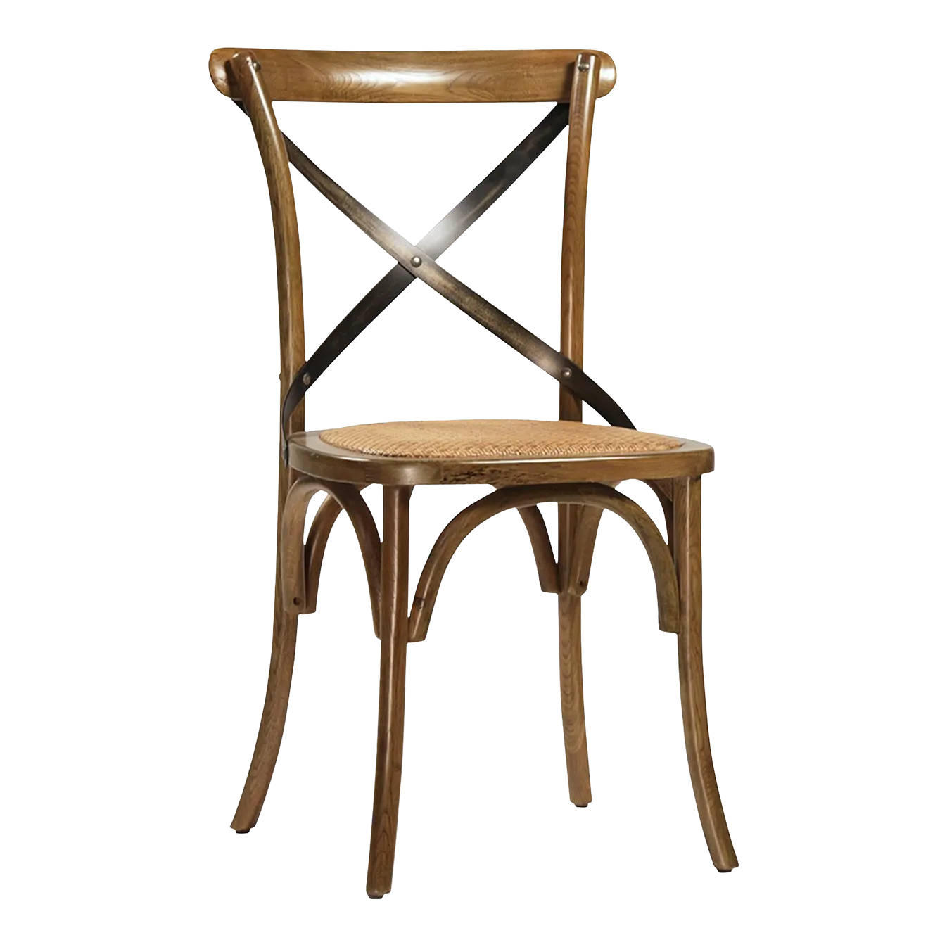 Oak & Rattan X Back Chair Chairish
