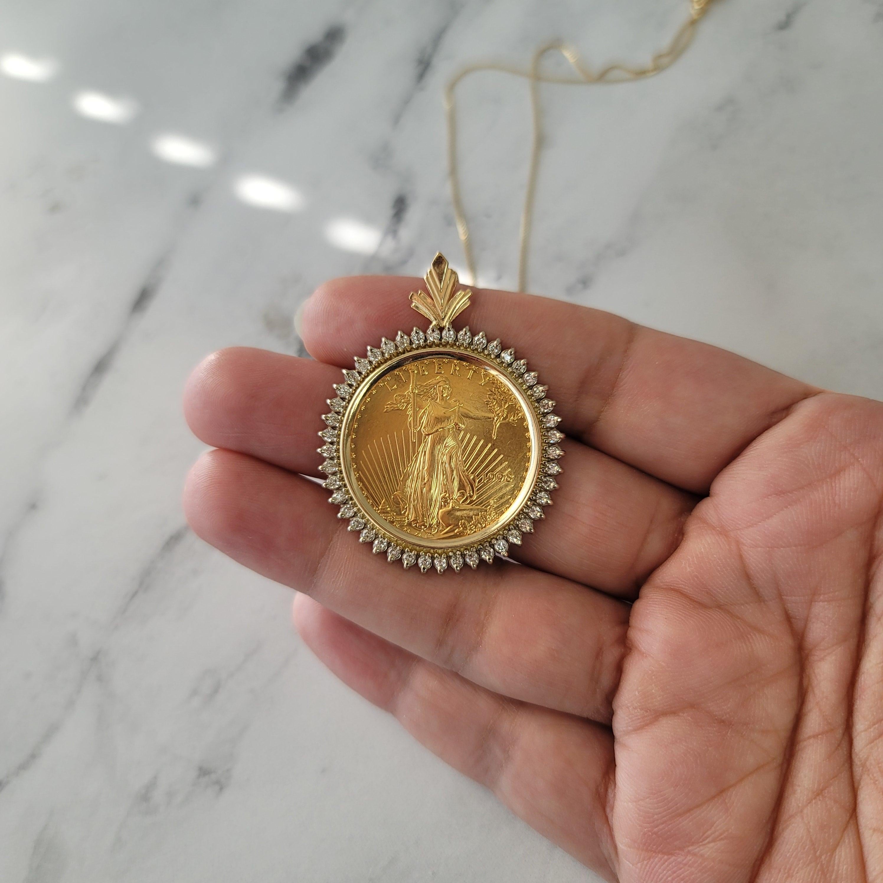 アクセサリー 203jewelry liberty necklace 22K Fine Gold Lady Liberty Necklace with Diamond Halo | Chairish