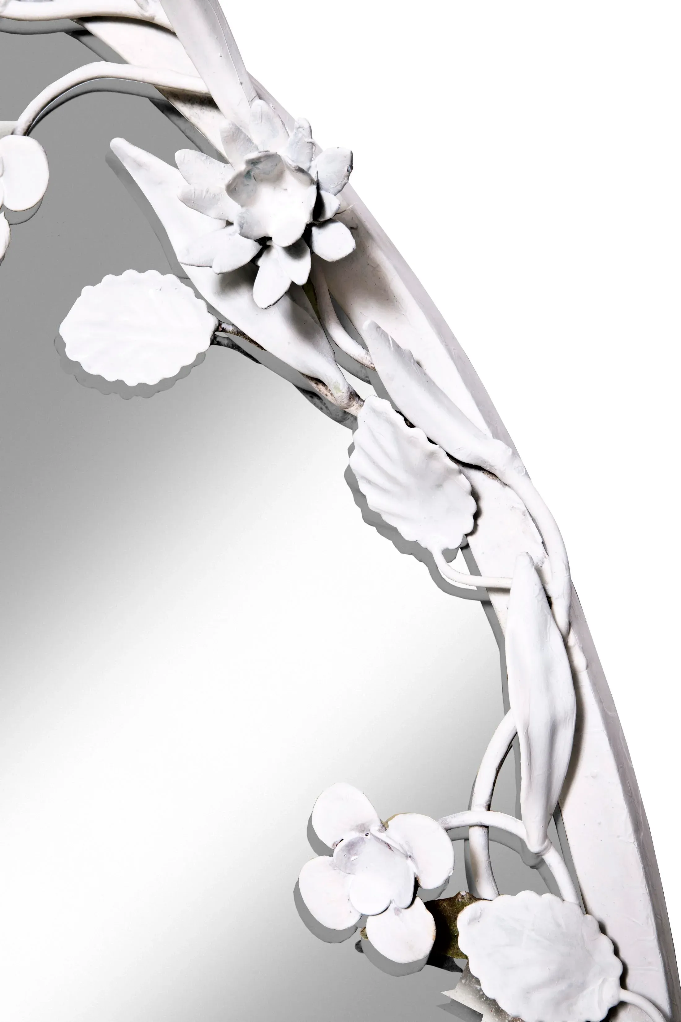 Mid 20th Century Italian Iron Floral Sconce Mirror