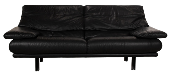 Alanda Two Seater Black Leather Sofa by Paolo Piva for B&b Italia