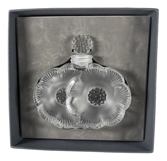 Vintage Flower Lalique Crystal Bottle by René Lalique, 1990s Chairish