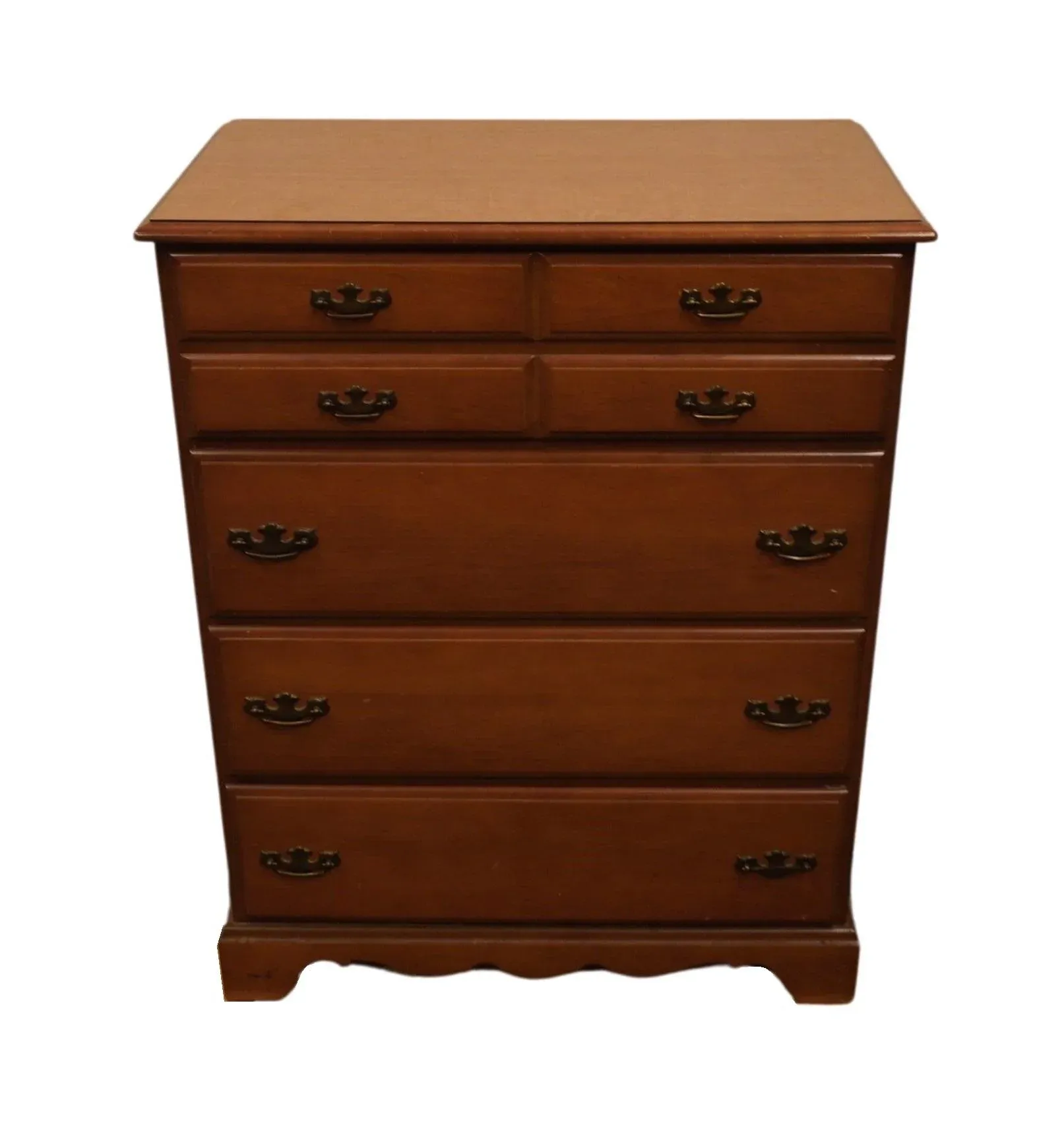 Bassett Furniture Solid Hard Rock Maple Colonial Early American 34\" Chest  of Drawers