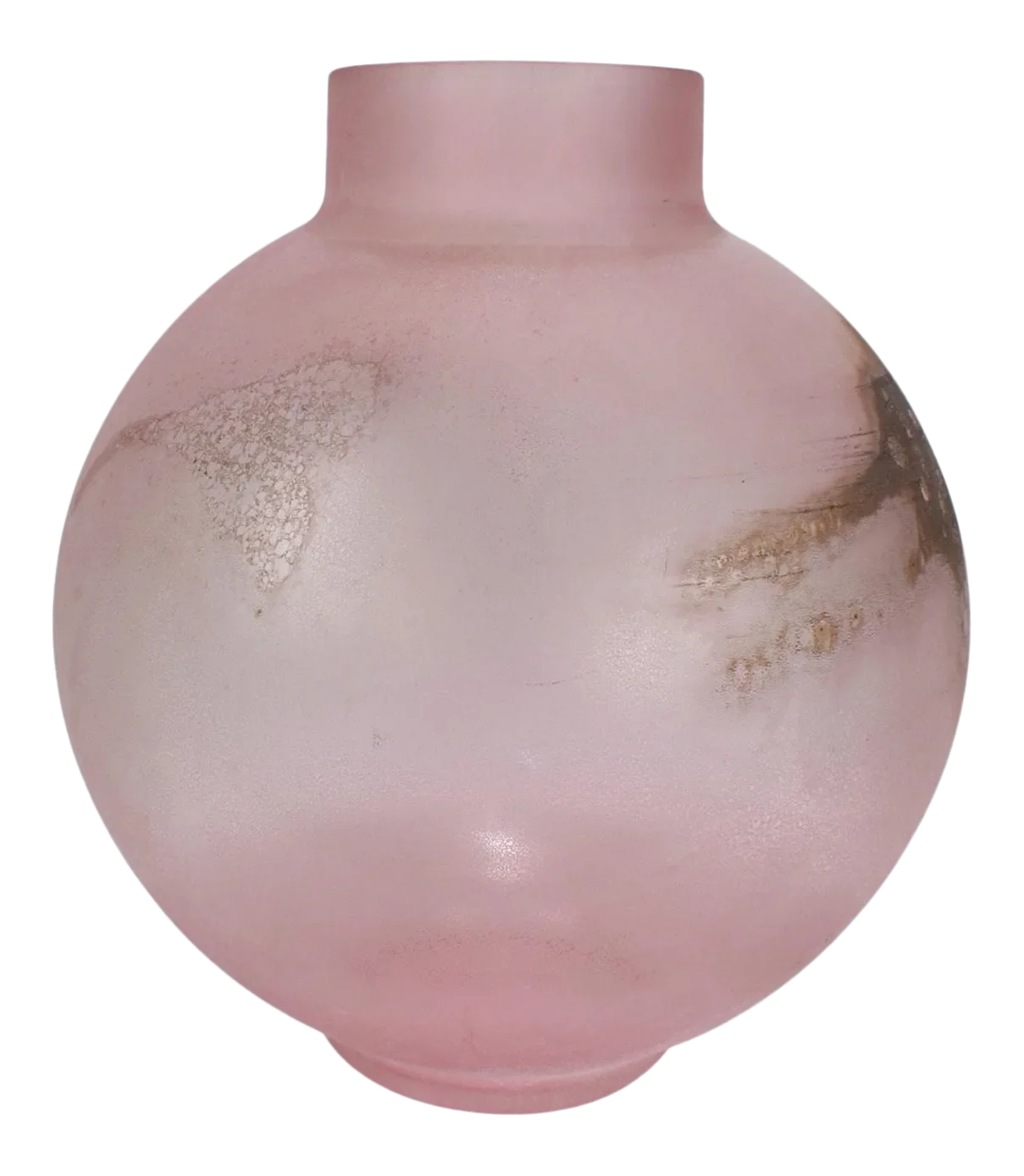 Cenedese Pink Scavo Spherical or Globe Shaped Murano Glass Vase