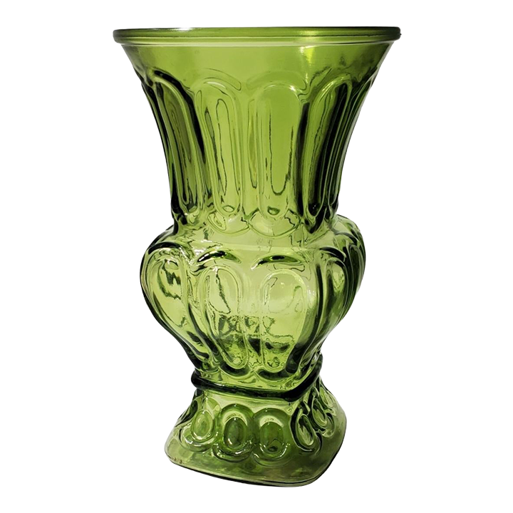 1950s Olive Green Vintage Flare Wide Body Bouquet Glass Flower Vase Chairish