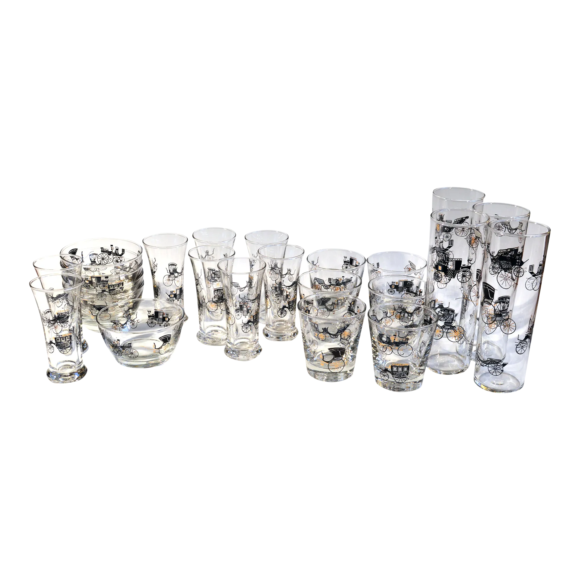 Vintage Libbey Bar Glasses, (23 Pieces) Curio Line Designed by Freda Diamond Chairish