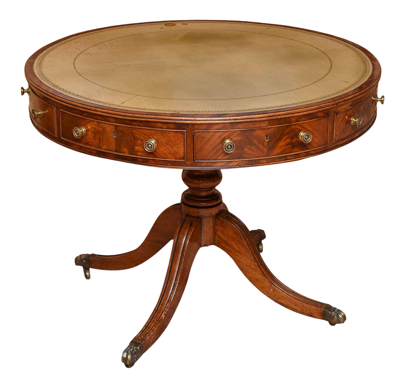 Regency LeatherTop Mahogany Drum Table Chairish