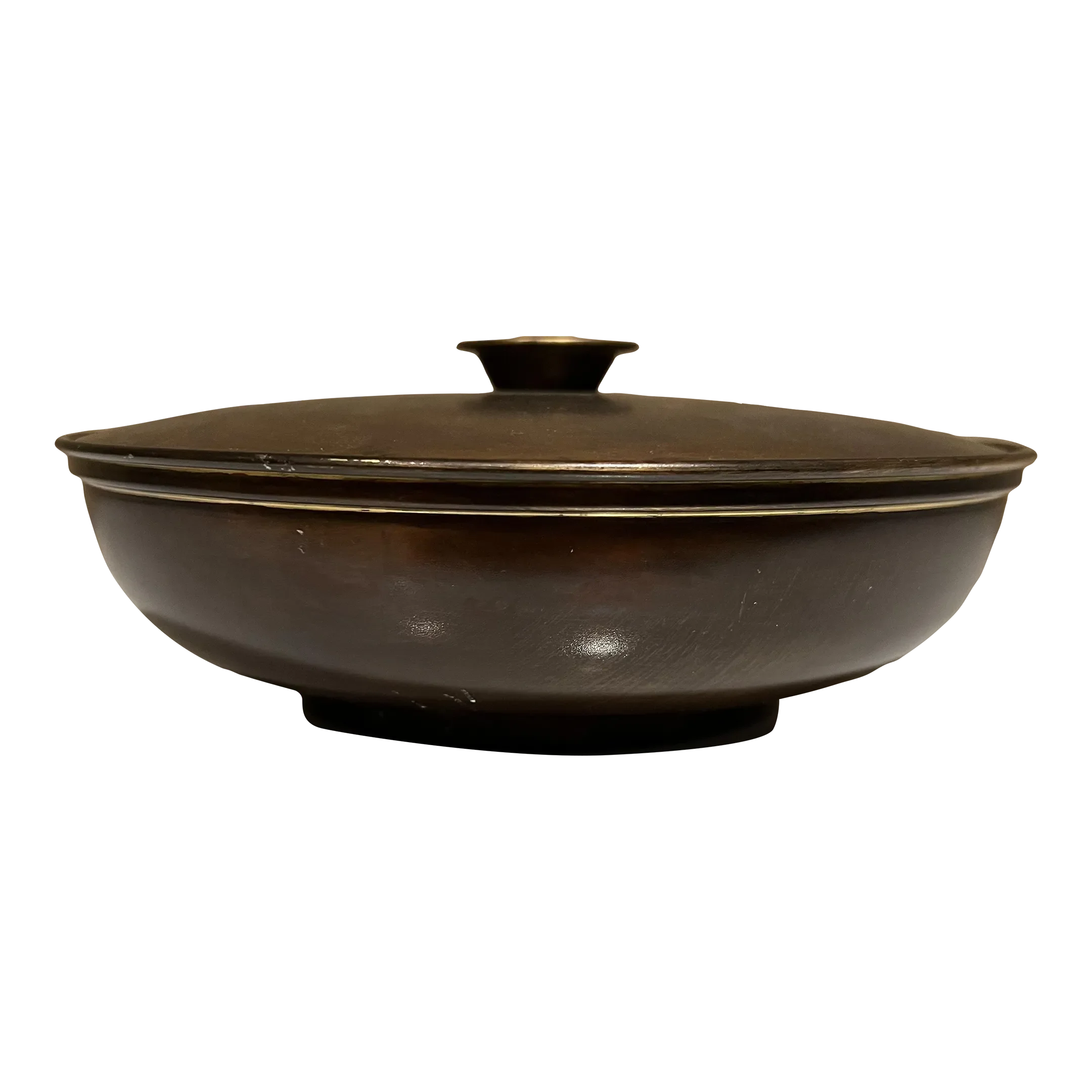 1950s Vintage Midcentury Lidded Bowl in Patinated Brass Style Tommi