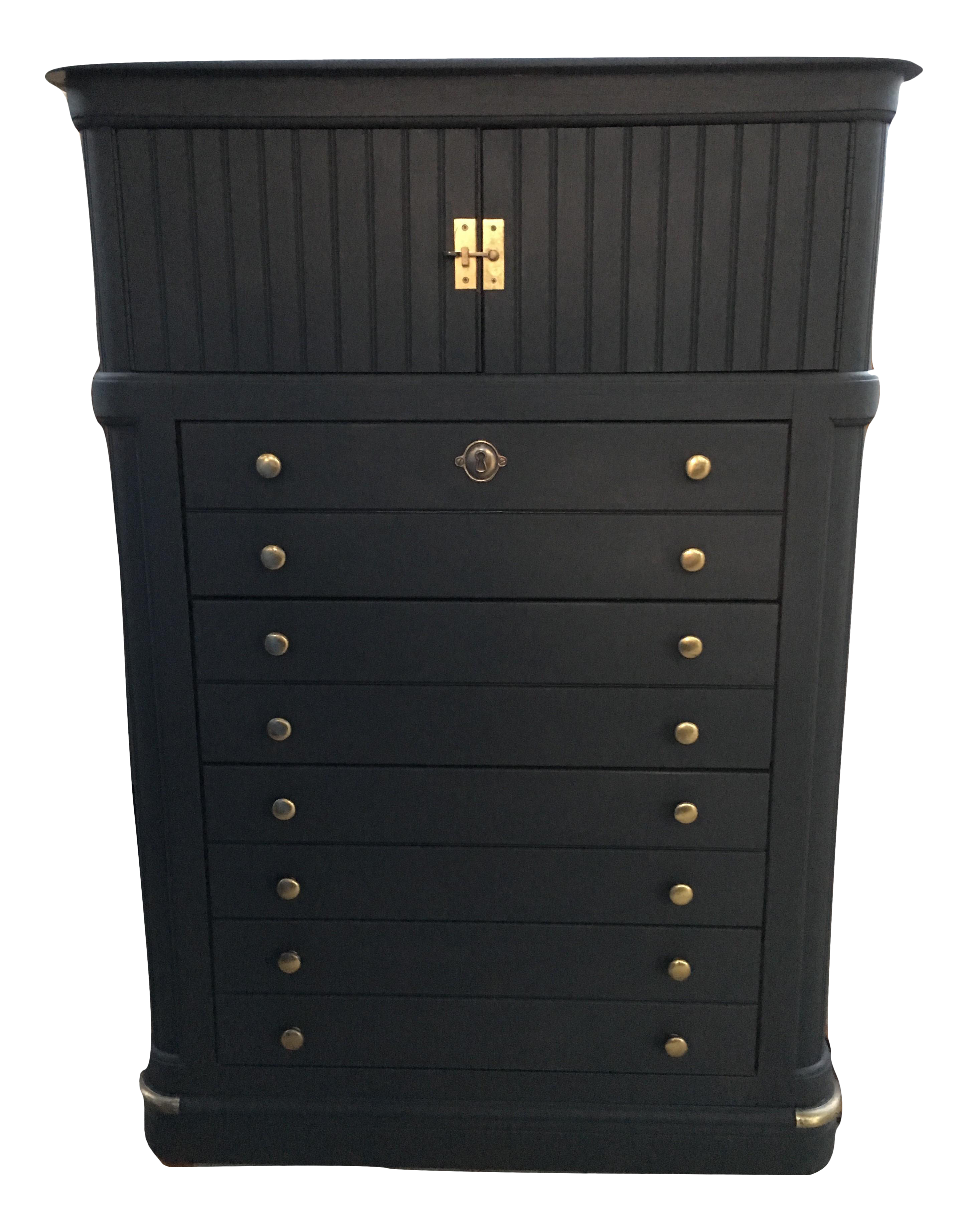 National Mount Airy Black Gold Beadboard Dresser Chairish