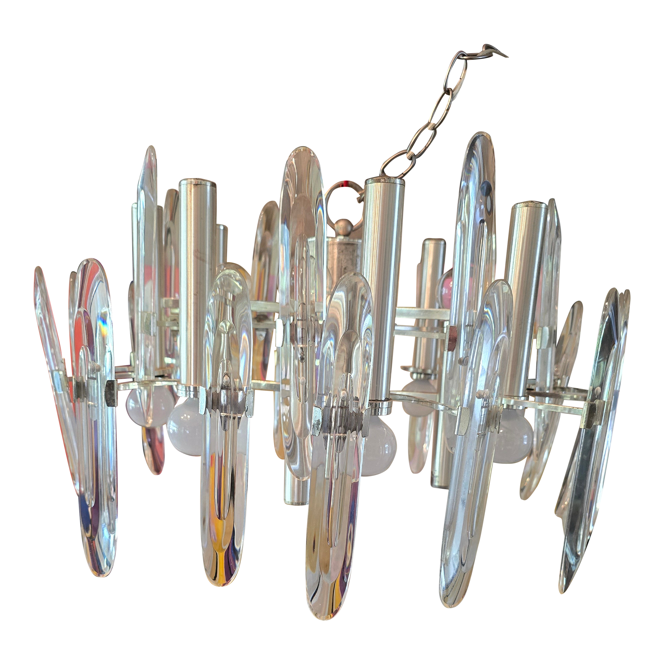 Vintage Mid Century Modern Designer Gaetano Sciolari Style Chandelier