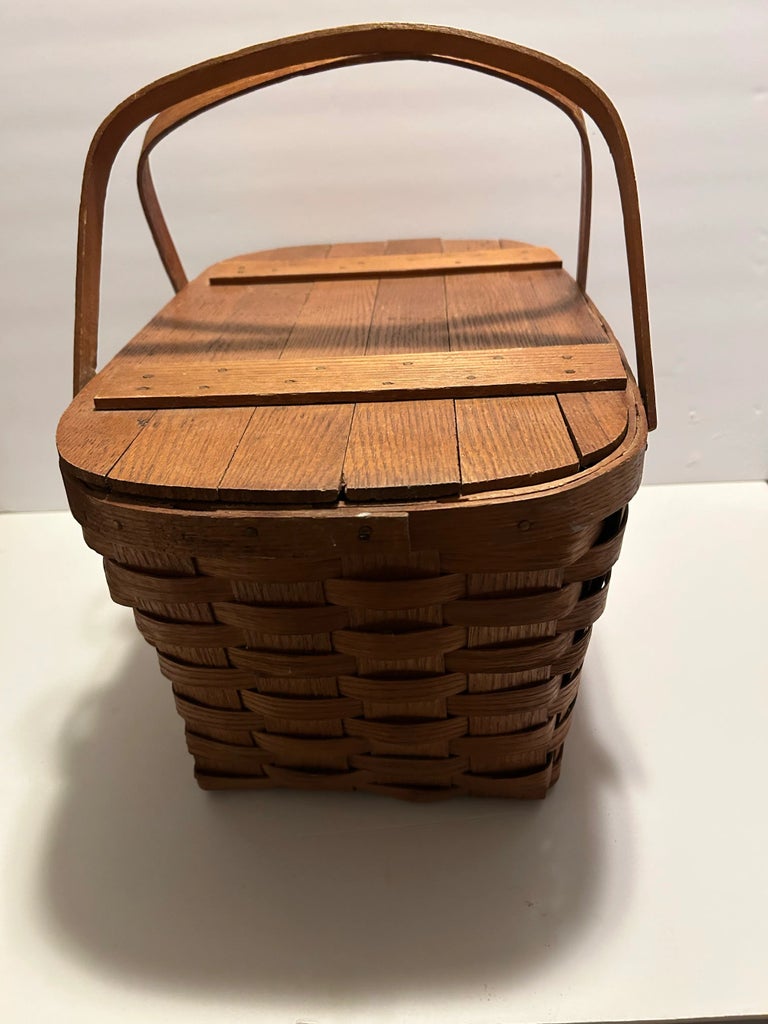 Vintage Picnic Basket, Wov-N-Wood by Jerywil | Chairish