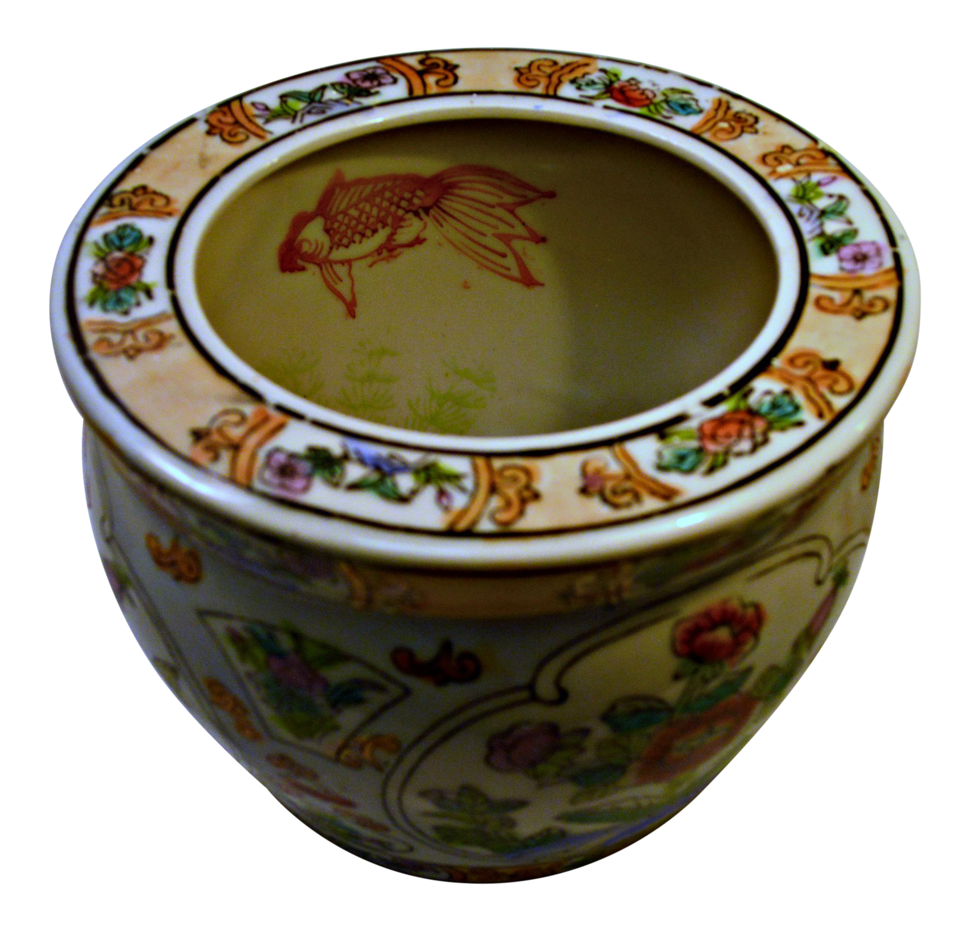 Vintage Chinese Porcelain Fish Bowl Planter Chairish