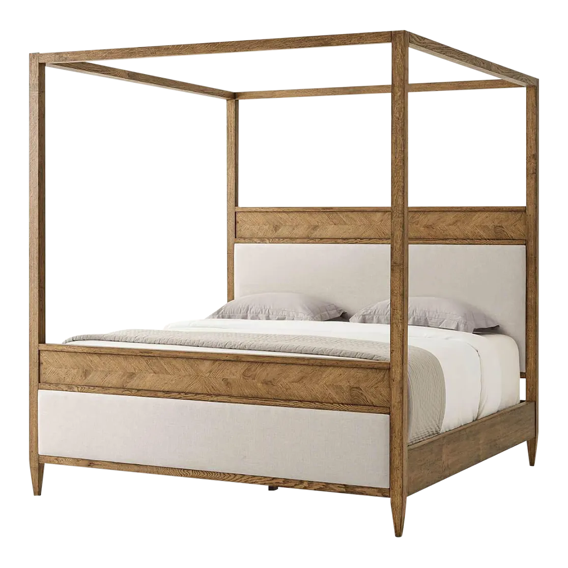 Rustic Oak Canopy California King Bed Chairish
