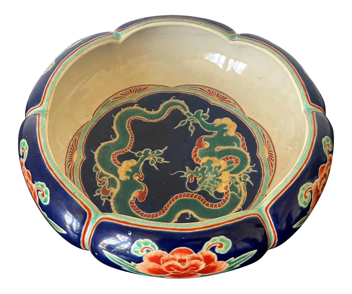 Japanese Ceramic Glazed Bowl Makuzu Kozan Meiji Period Chairish