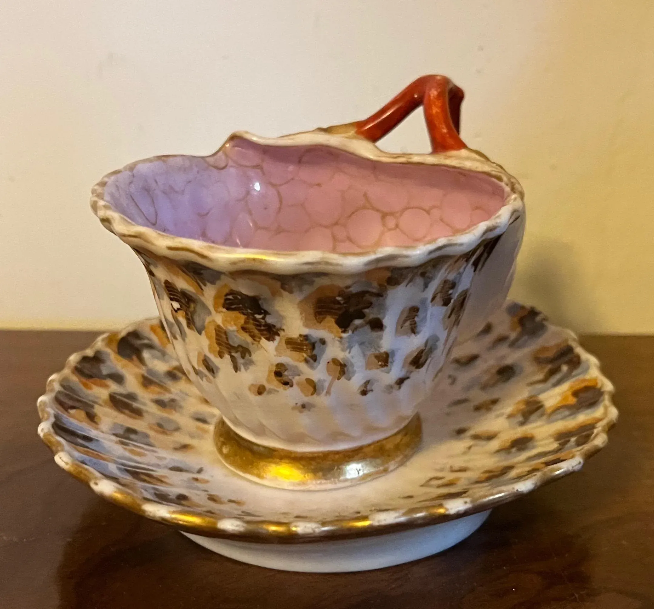 Antique 19th Century Old Paris Porcelain Sea Shell Form Teacup